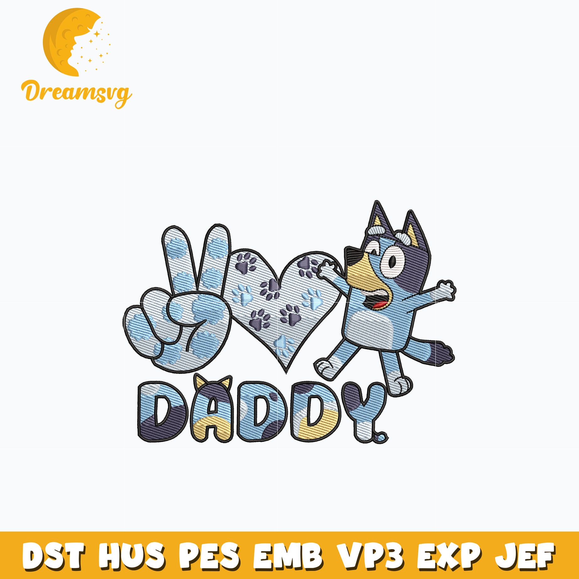 Bluey daddy embroidery design