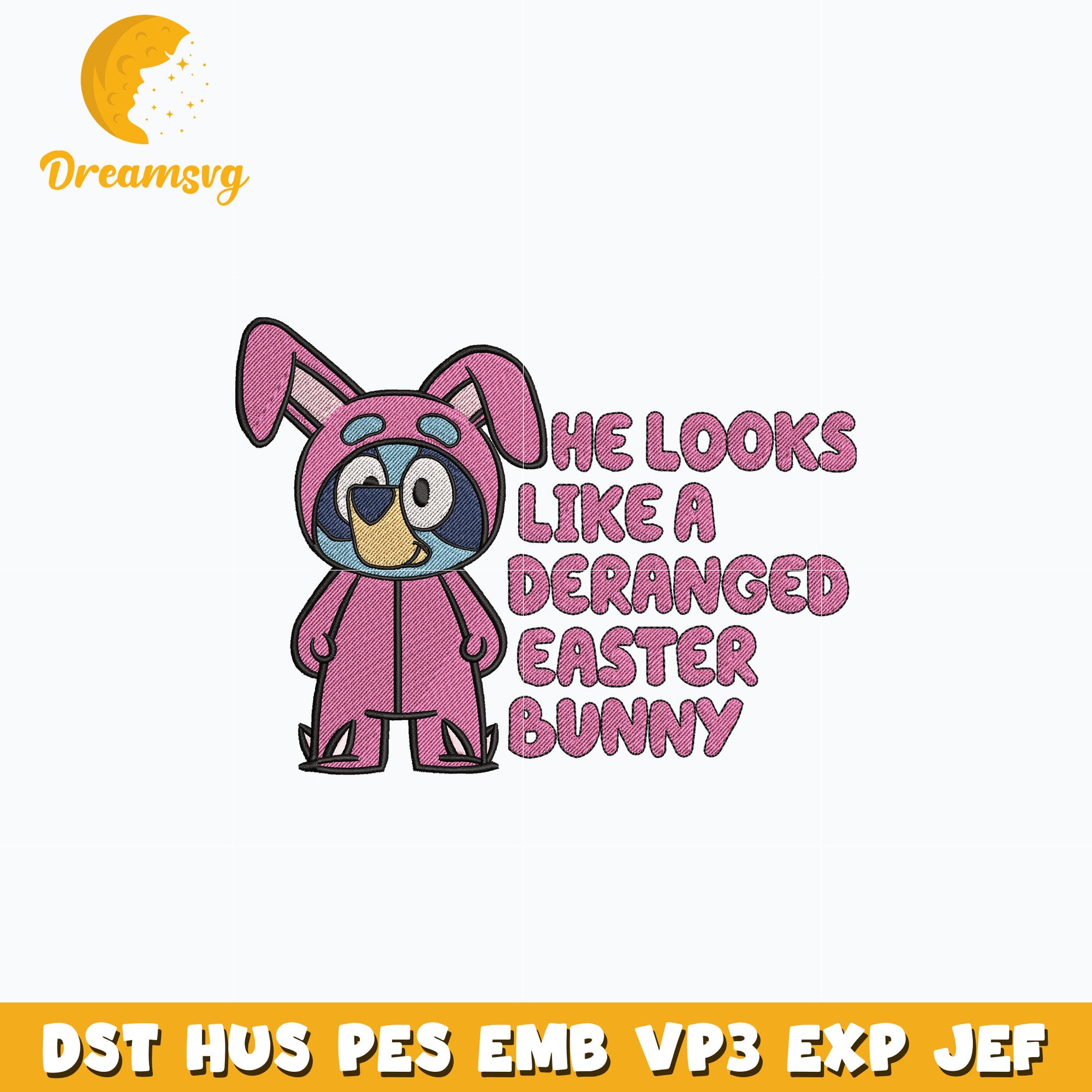 Bluey easter bunny cartoon embroidery