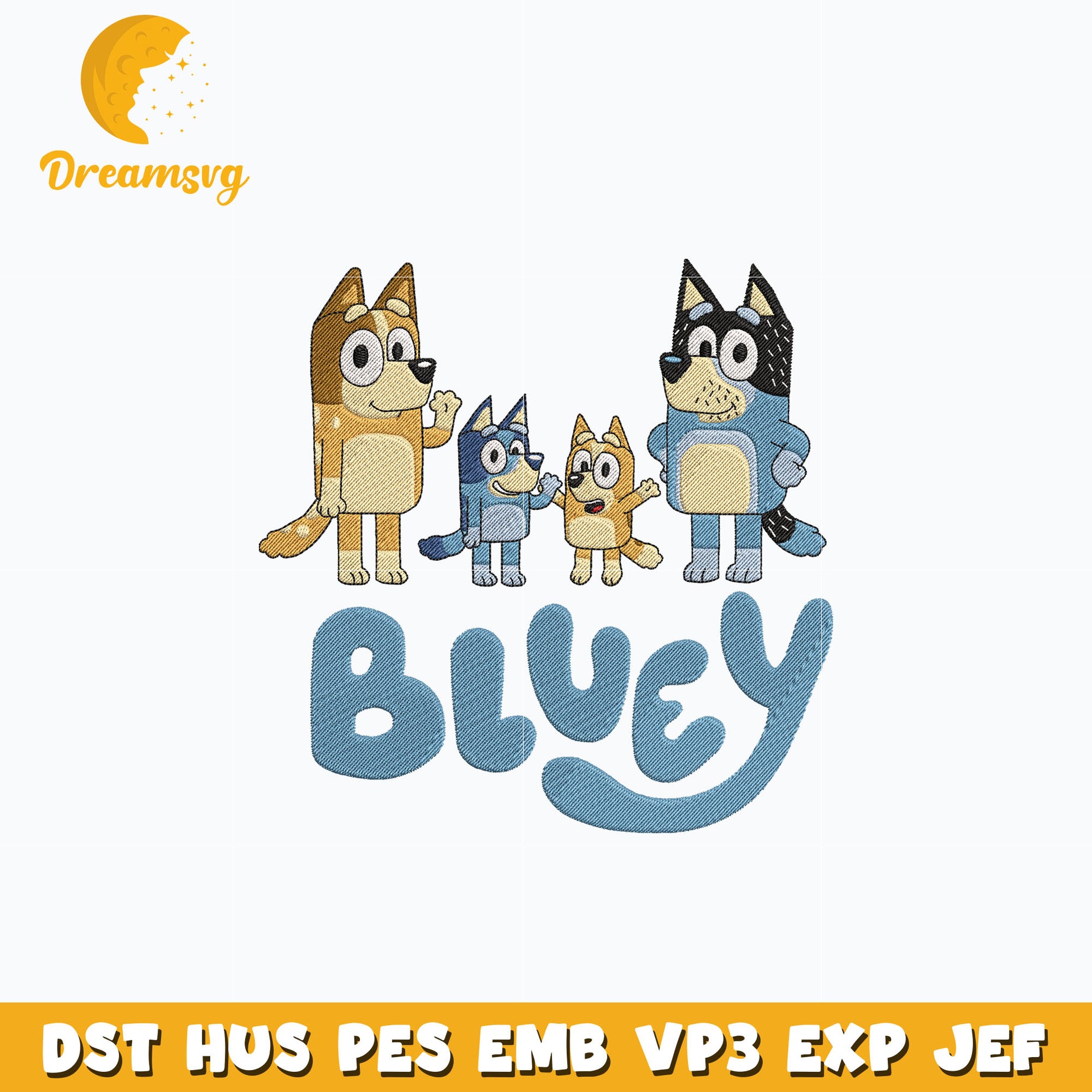 Bluey family cartoon embroidery