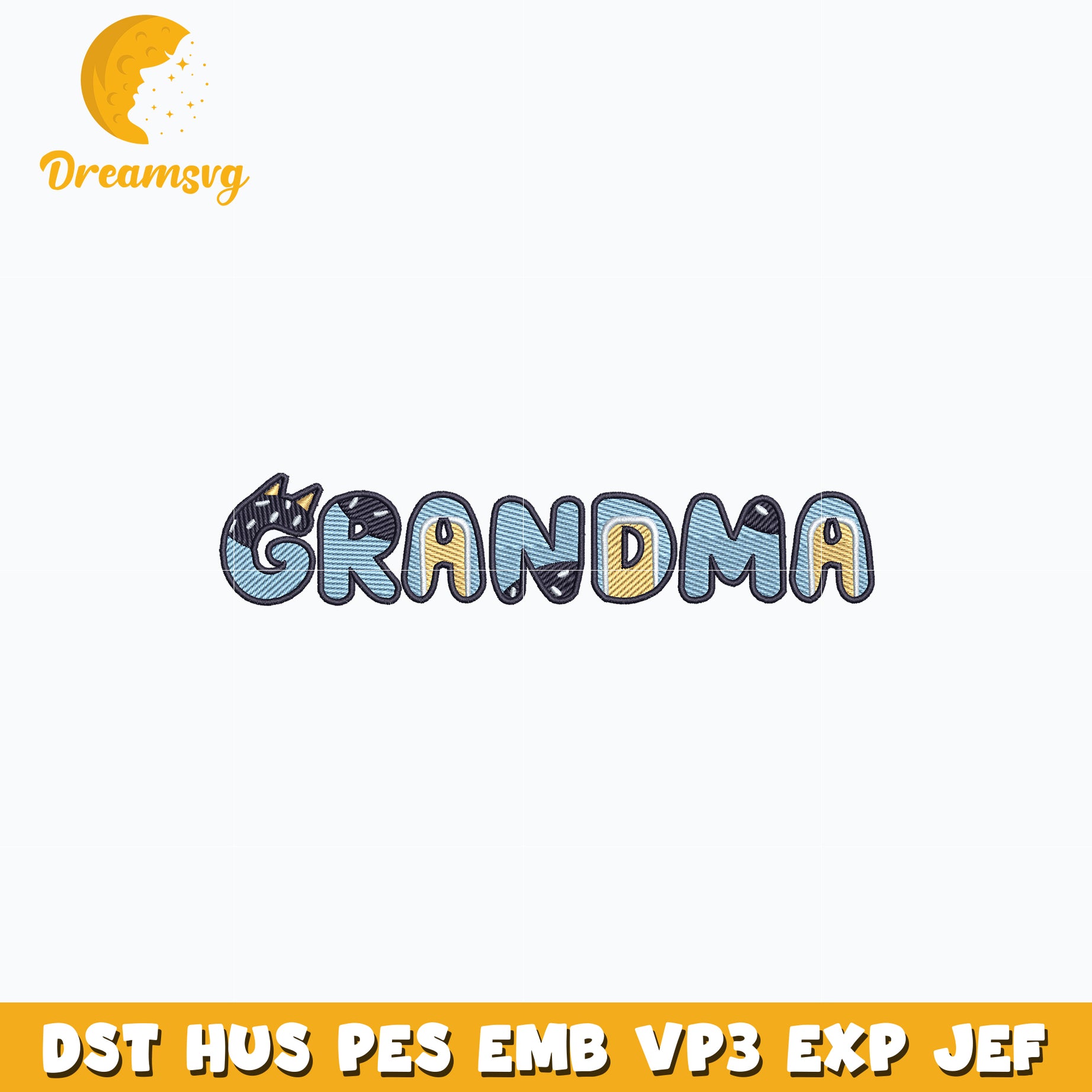 Bluey grandma embroidery design