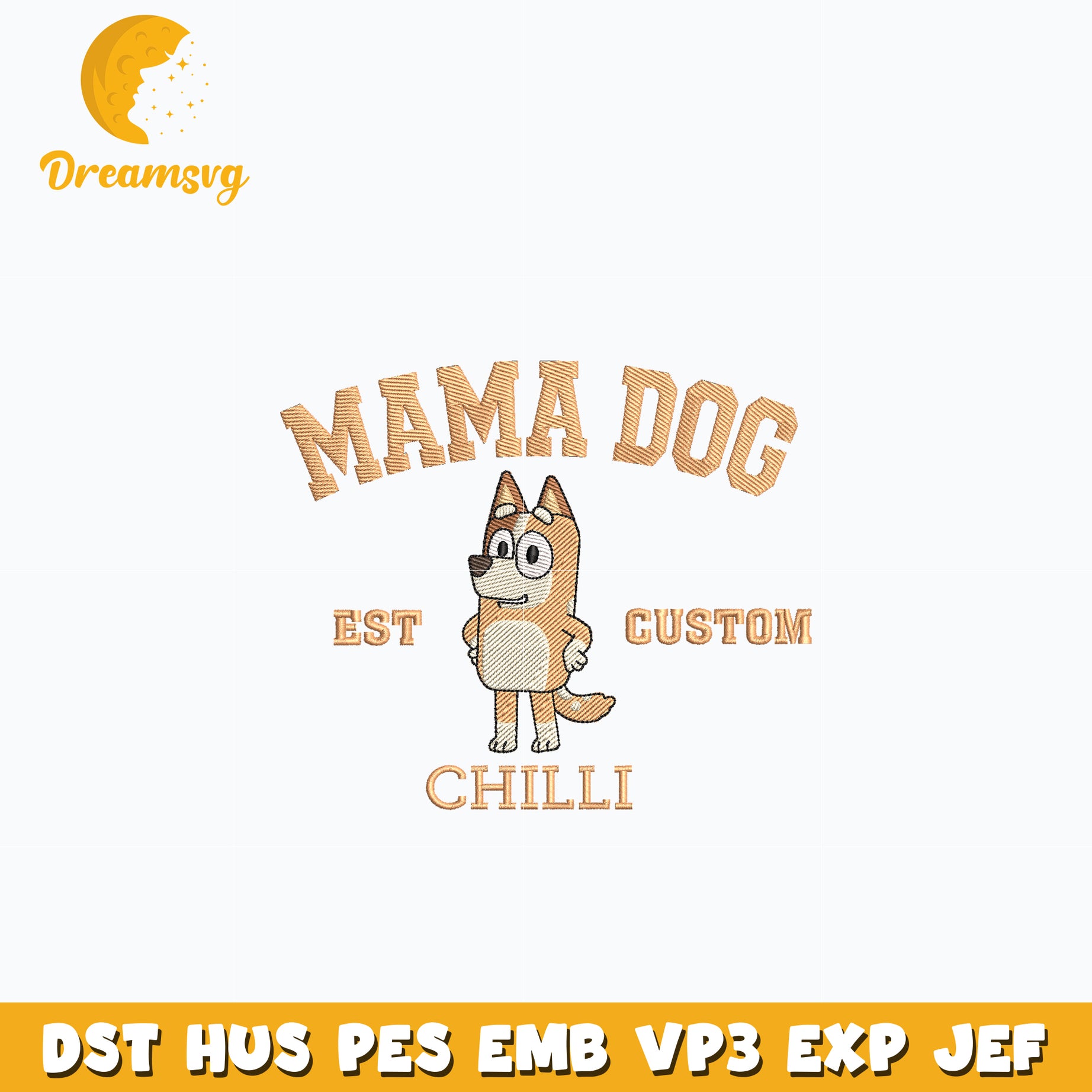 Chilli mama dog est custom embroidery design