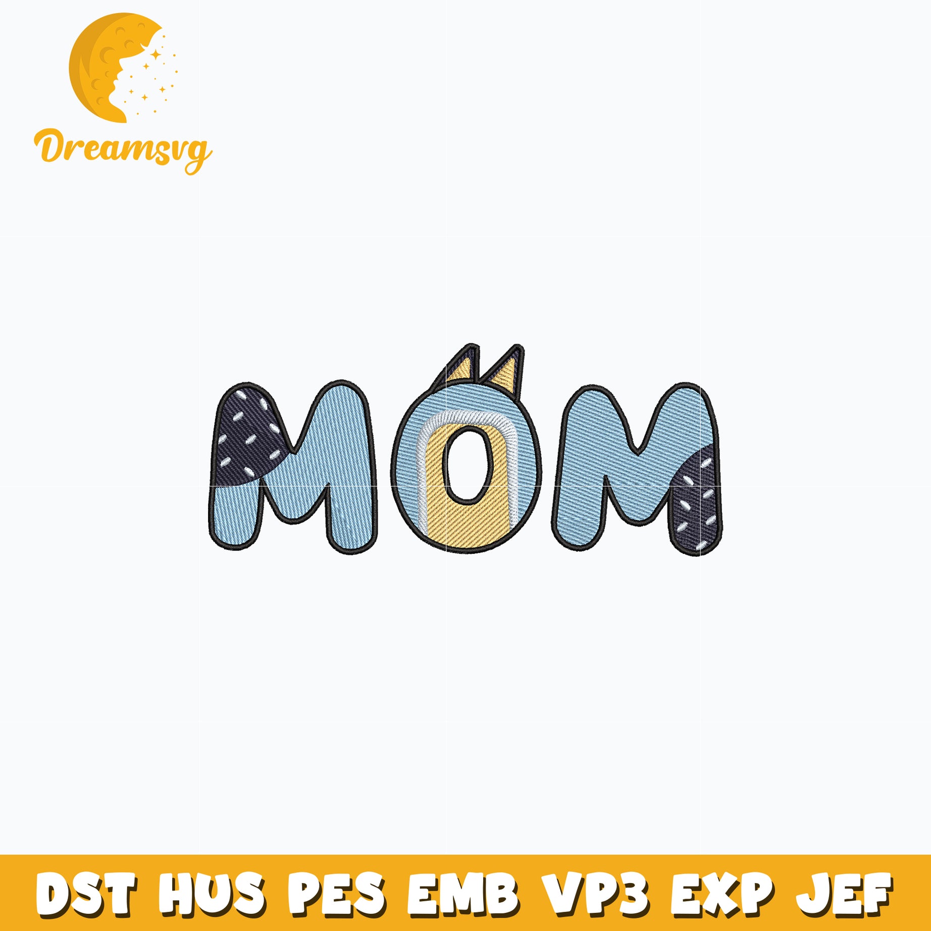 bluey mom embroidery design