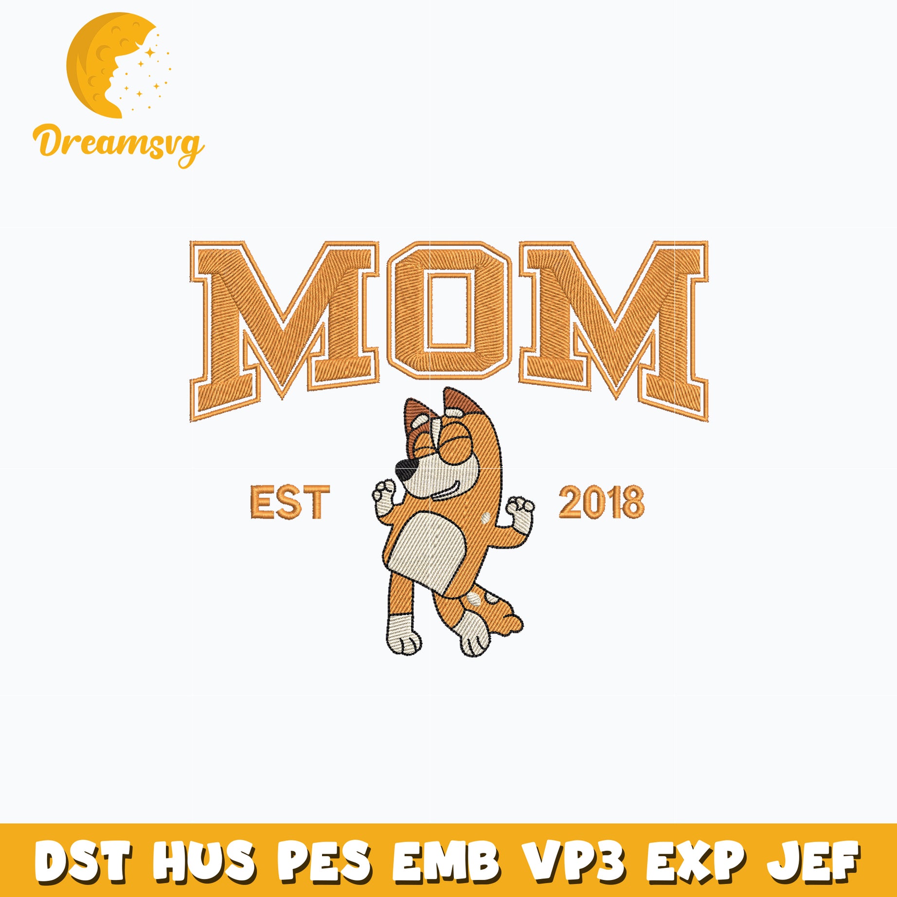 Chilli mom est 2018 embroidery design