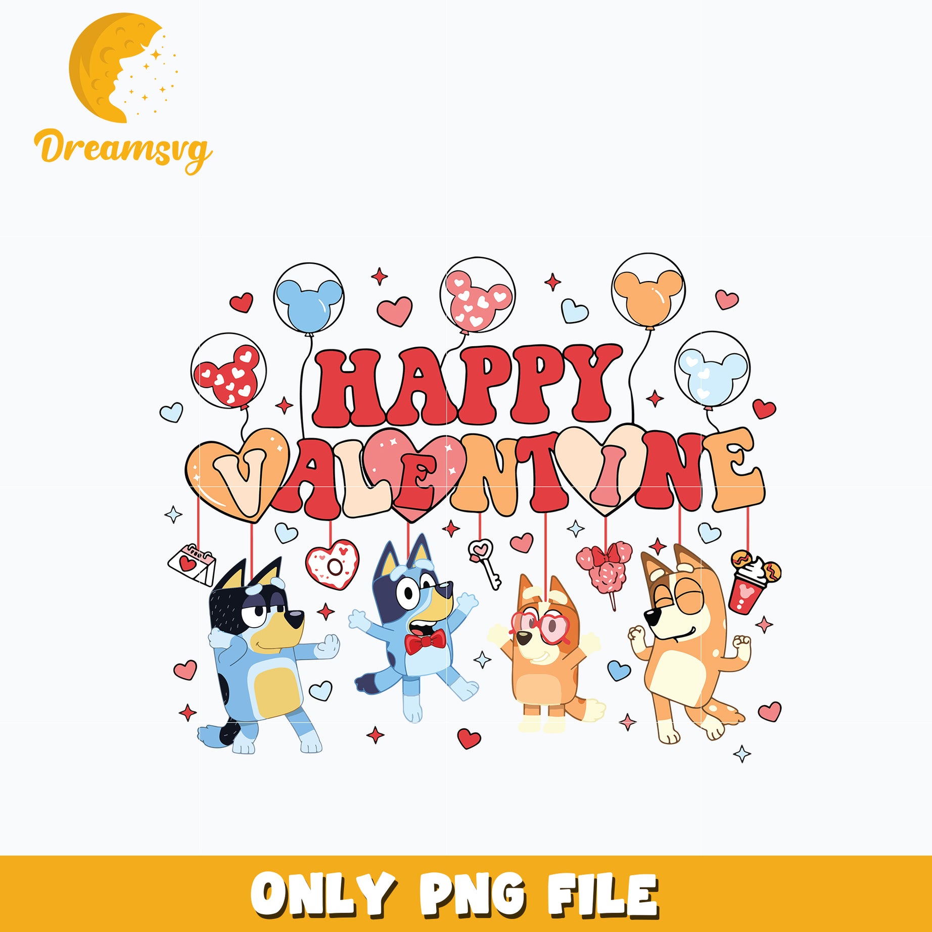 Happy Valentine Bluey Family Cartoon Png