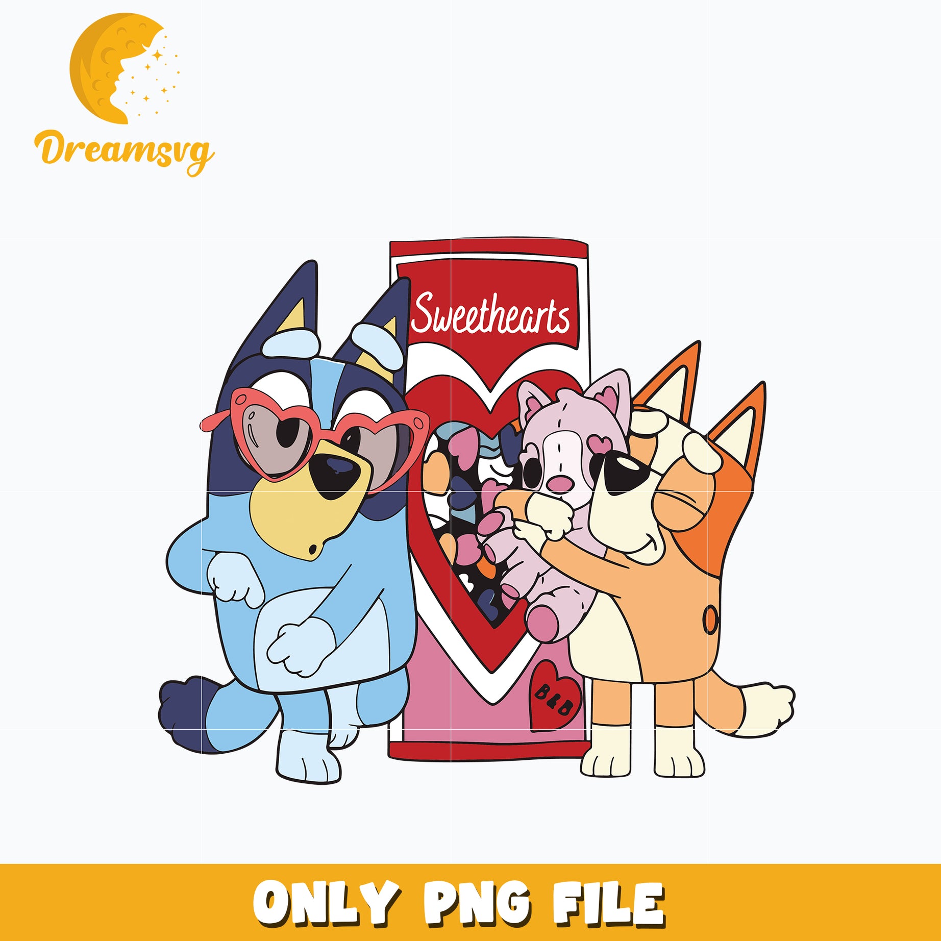 Bluey And Bingo Valentine Couple Png