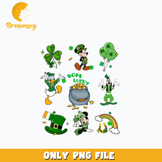Mickey Mouse and Friends Bom Lucky st patrick's day Png