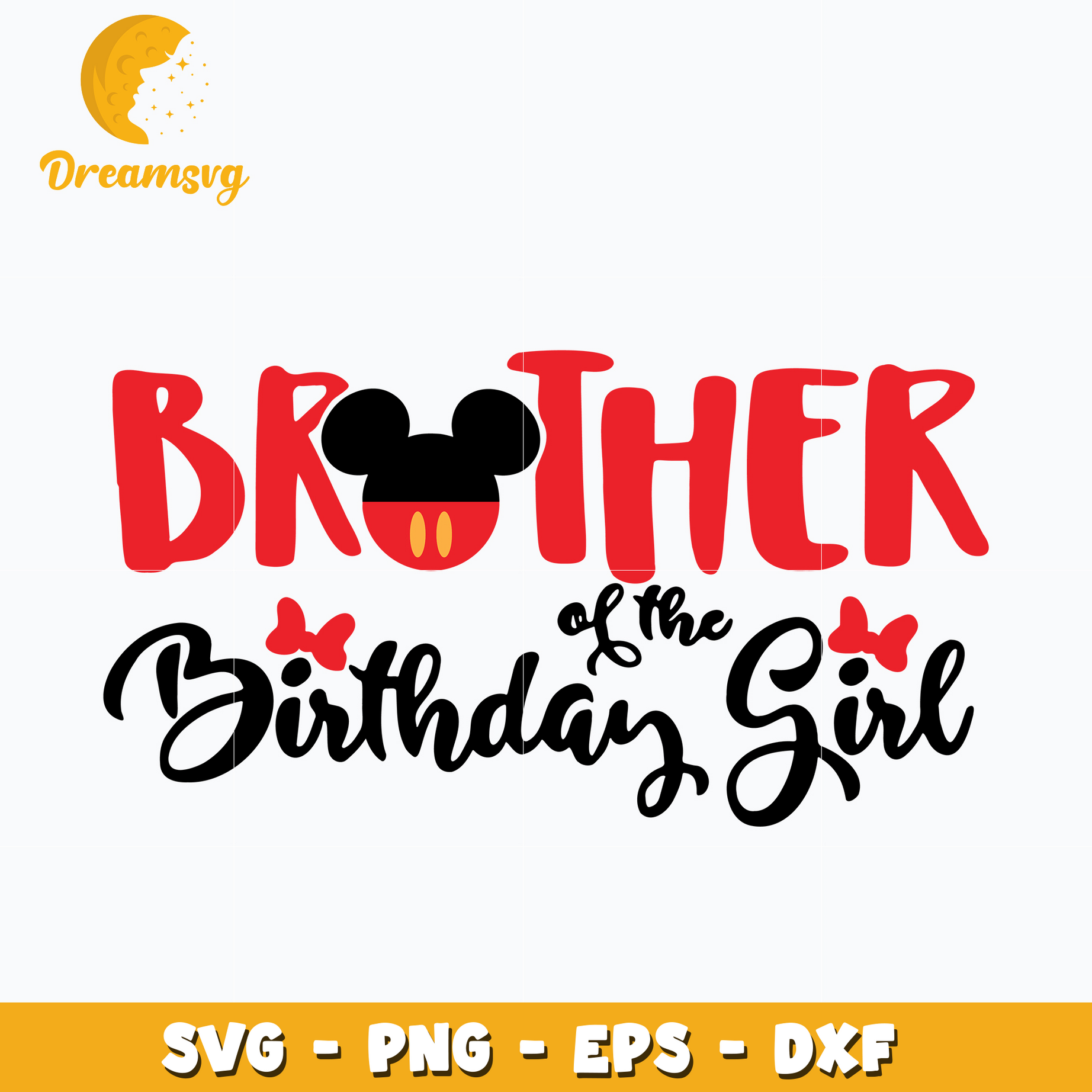 Brother of the Birthday Girl Svg, Mickey head Svg