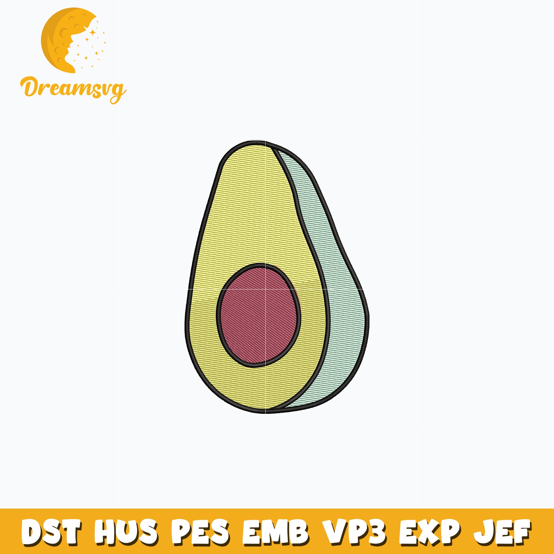 Avocado half embroidery design