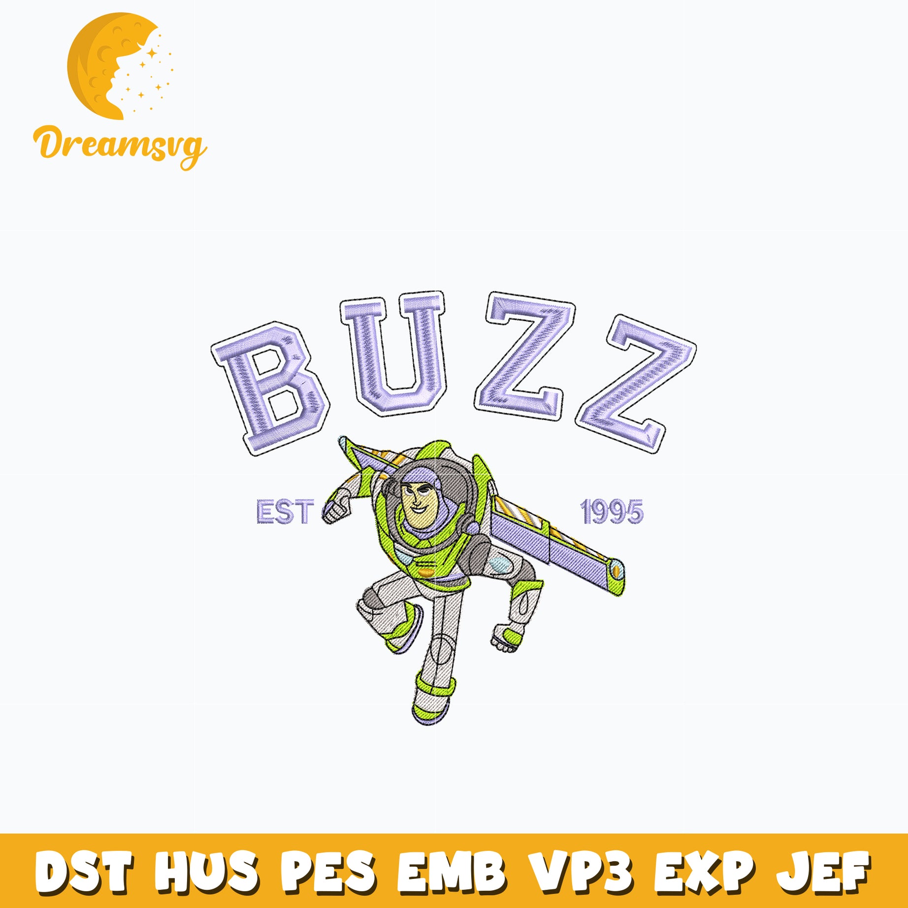 Buzz est 1995 embroidery design