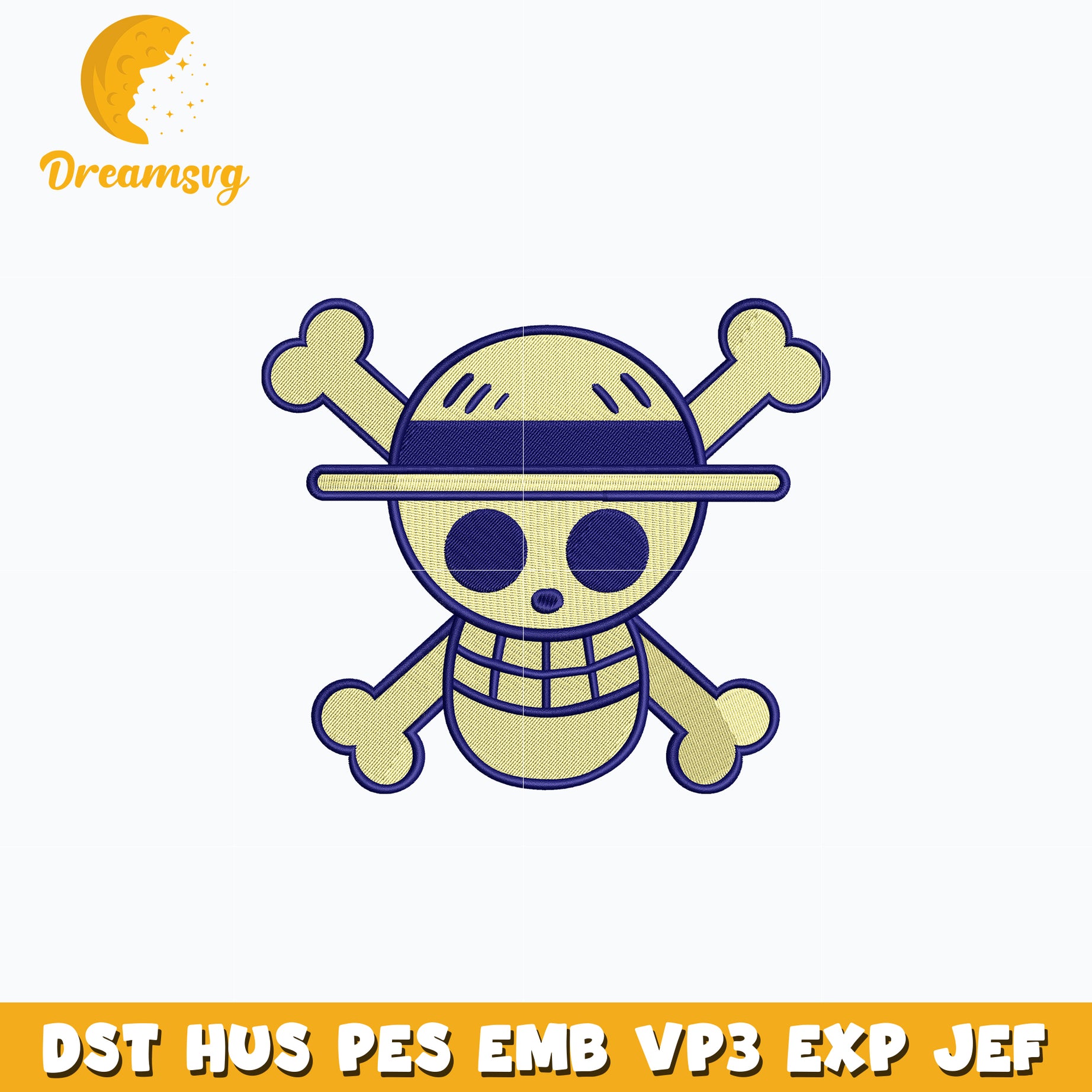 Logo skull one piece embroidery design