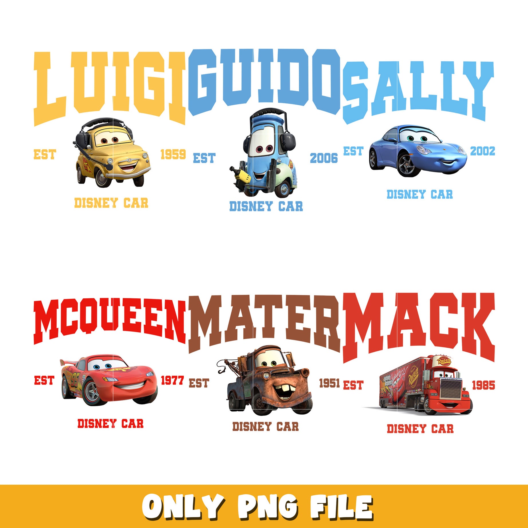 Bundle Cars Characters bundle png, Cars png, Disney cartoon png, Digital download