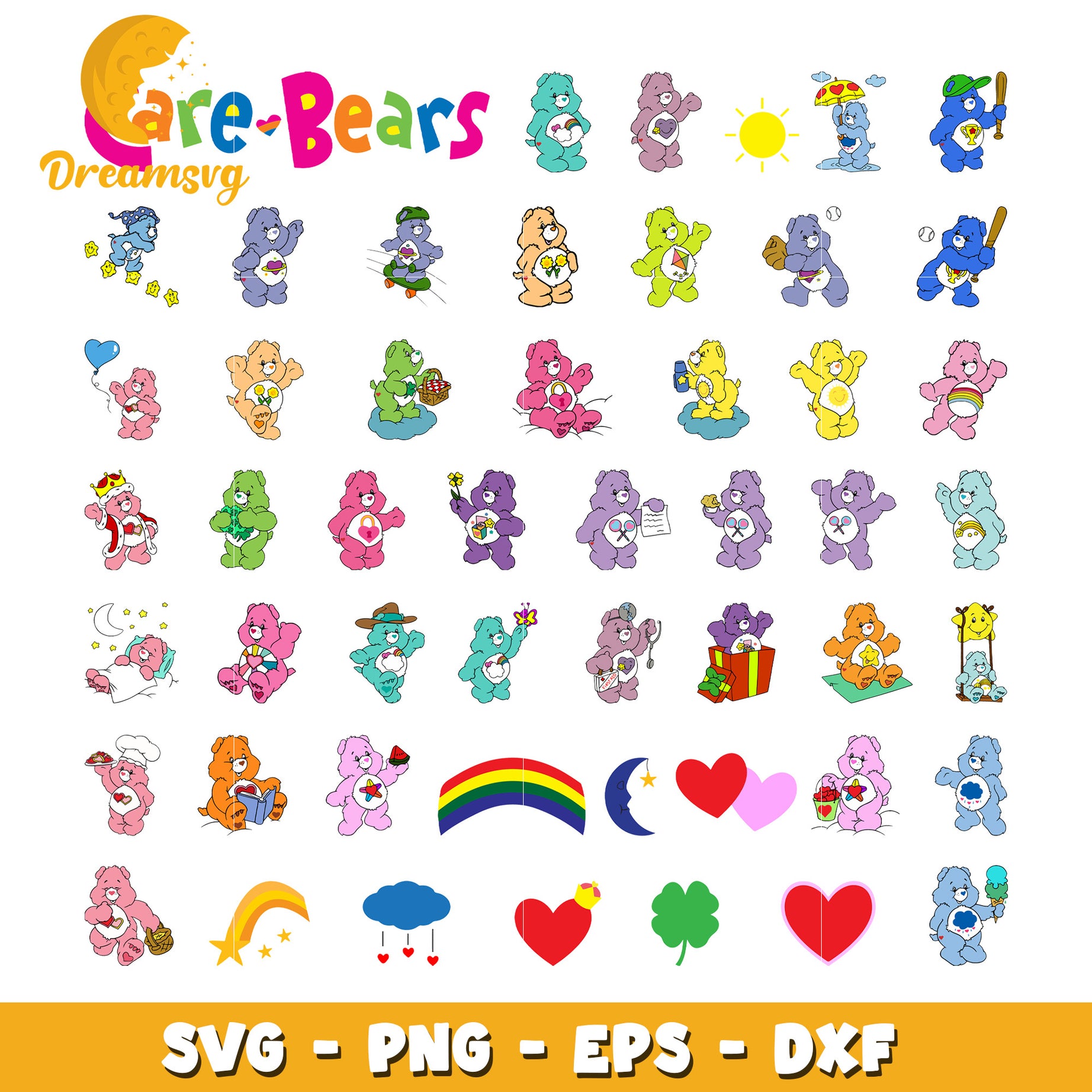 Care bears cartoon characters design bundle svg, Care bears svg