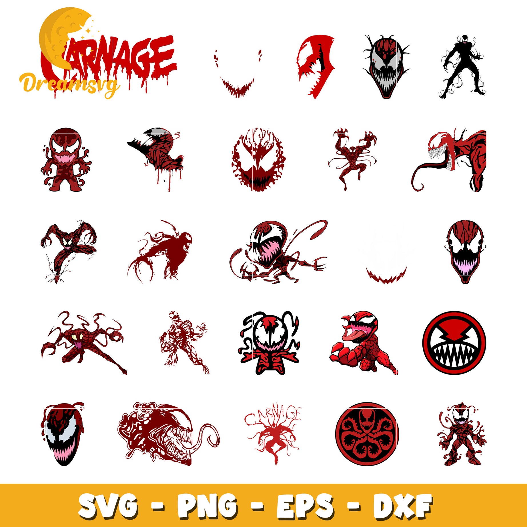 Carnage character design bundle svg, carnage marvel​ svg