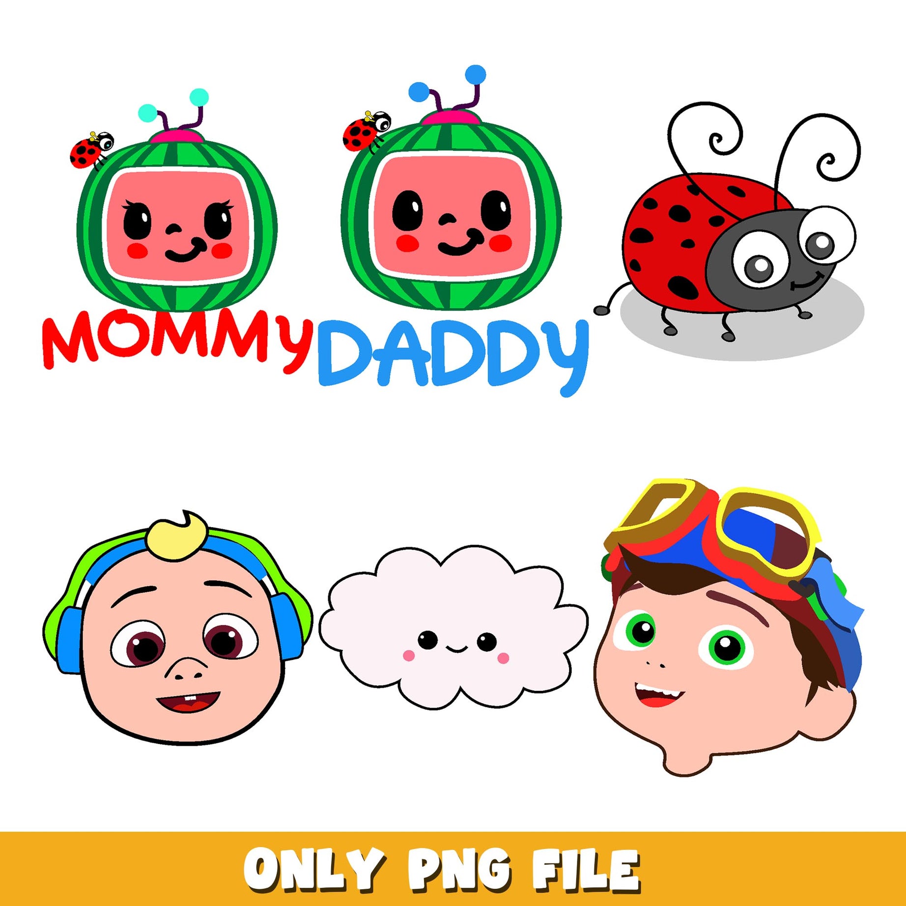 Cocomelon Family logo png, Cocomelon bundle png, cartoon png 