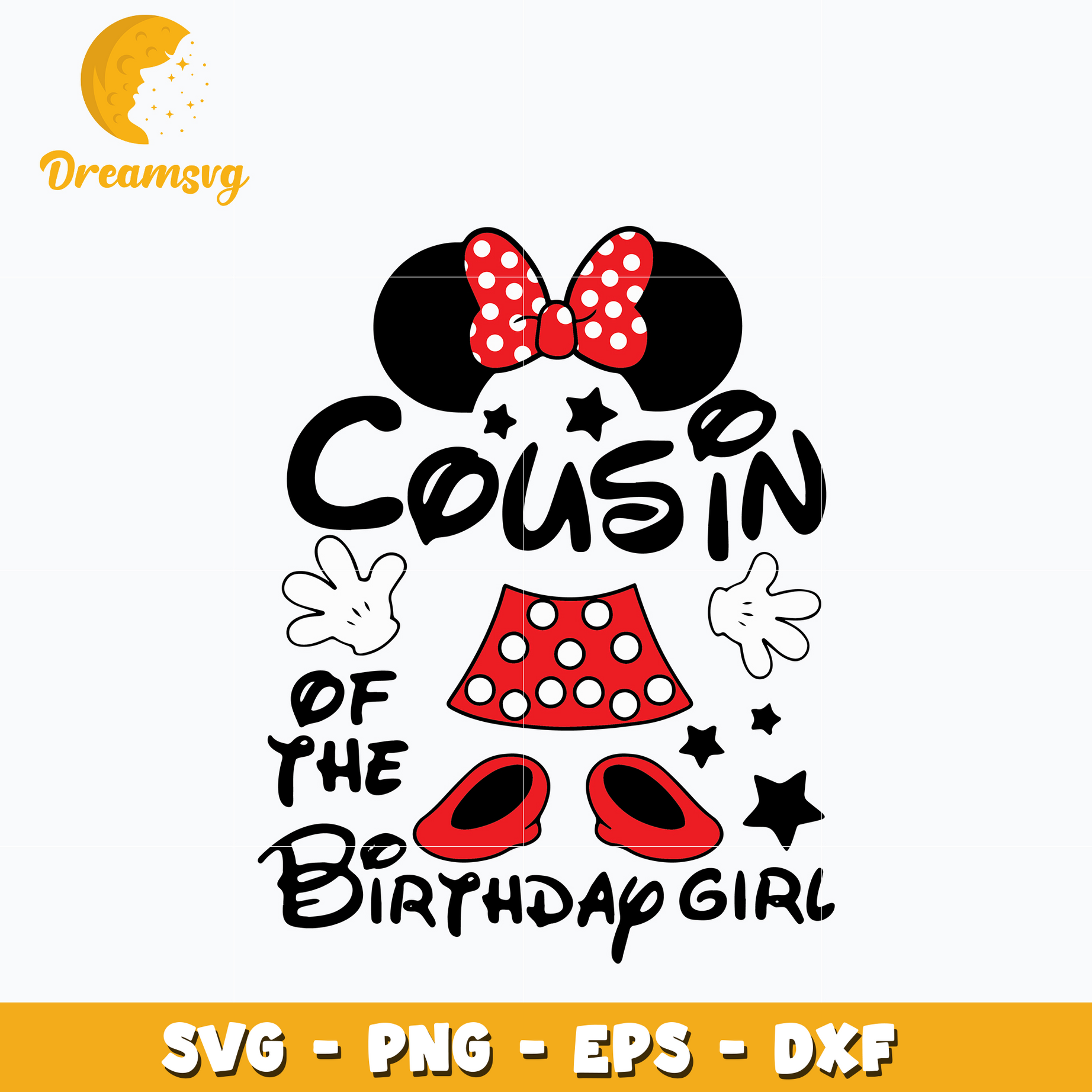 Cousin of the birthday girl Svg, Minnie Mouse Svg