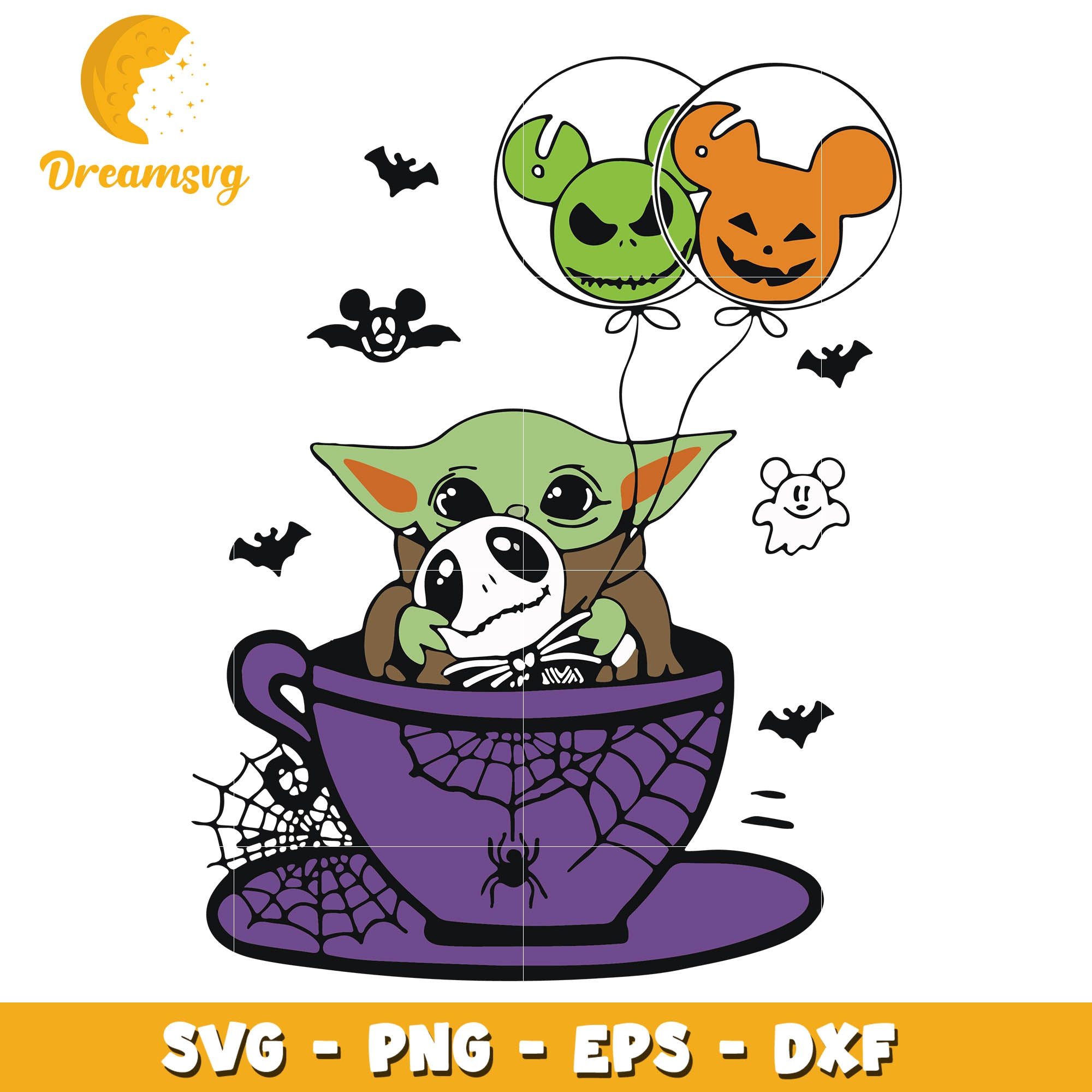 Halloween Baby Yoda cup tea svg