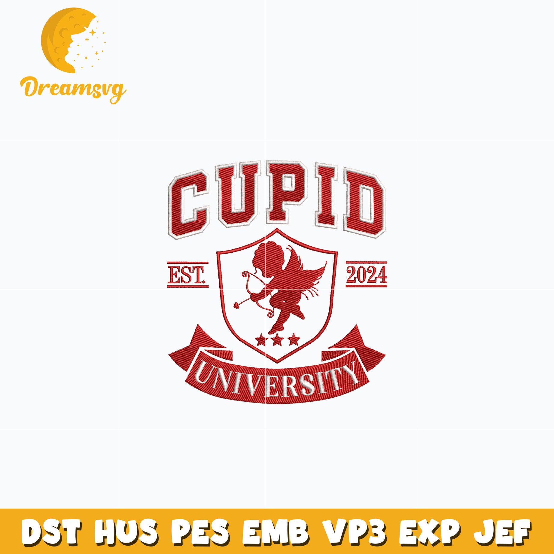 Cupid university embroidery design