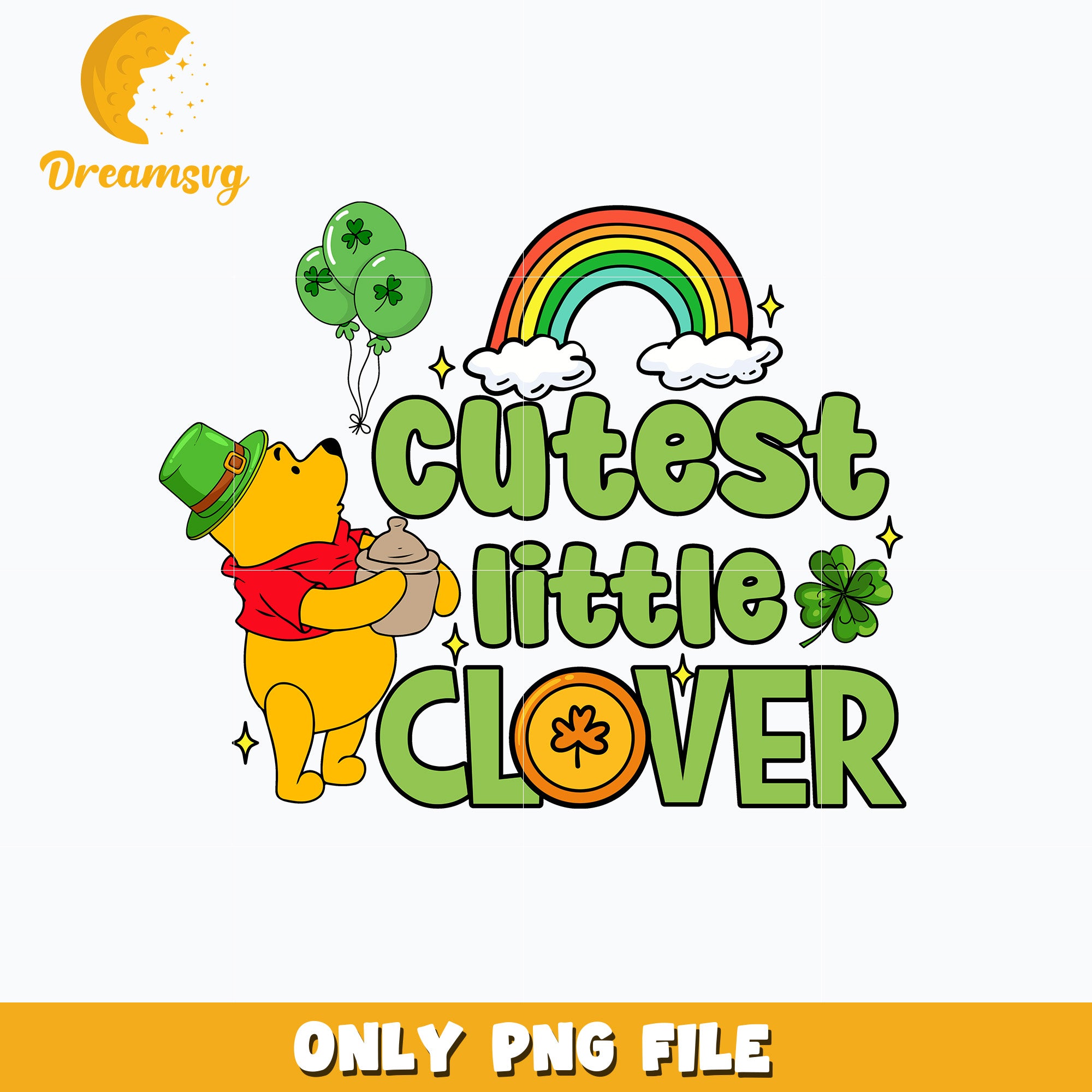 Pooh cutest little clover patrick's day Png – DreamSVG Store