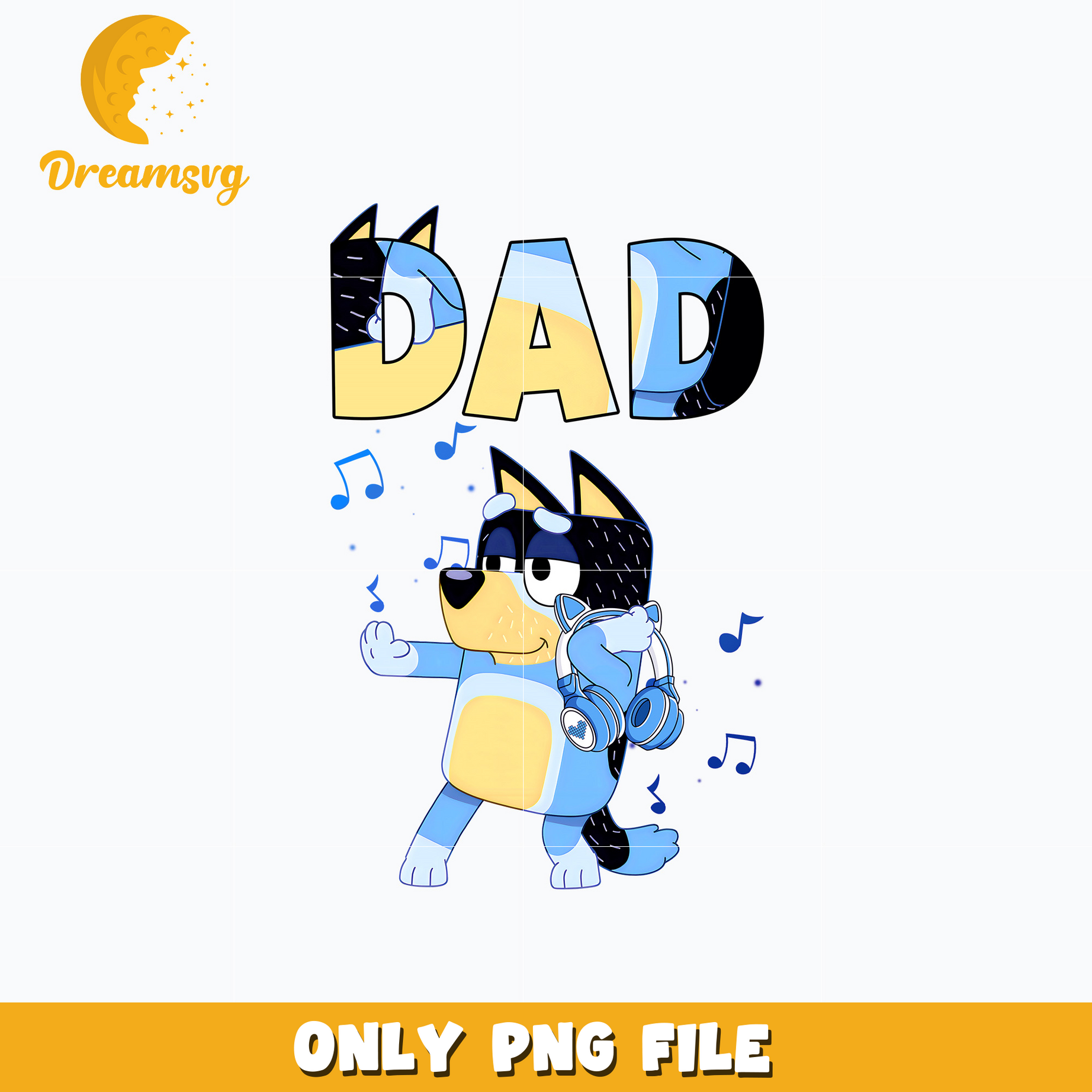 Bluey dad headphone cartoon png