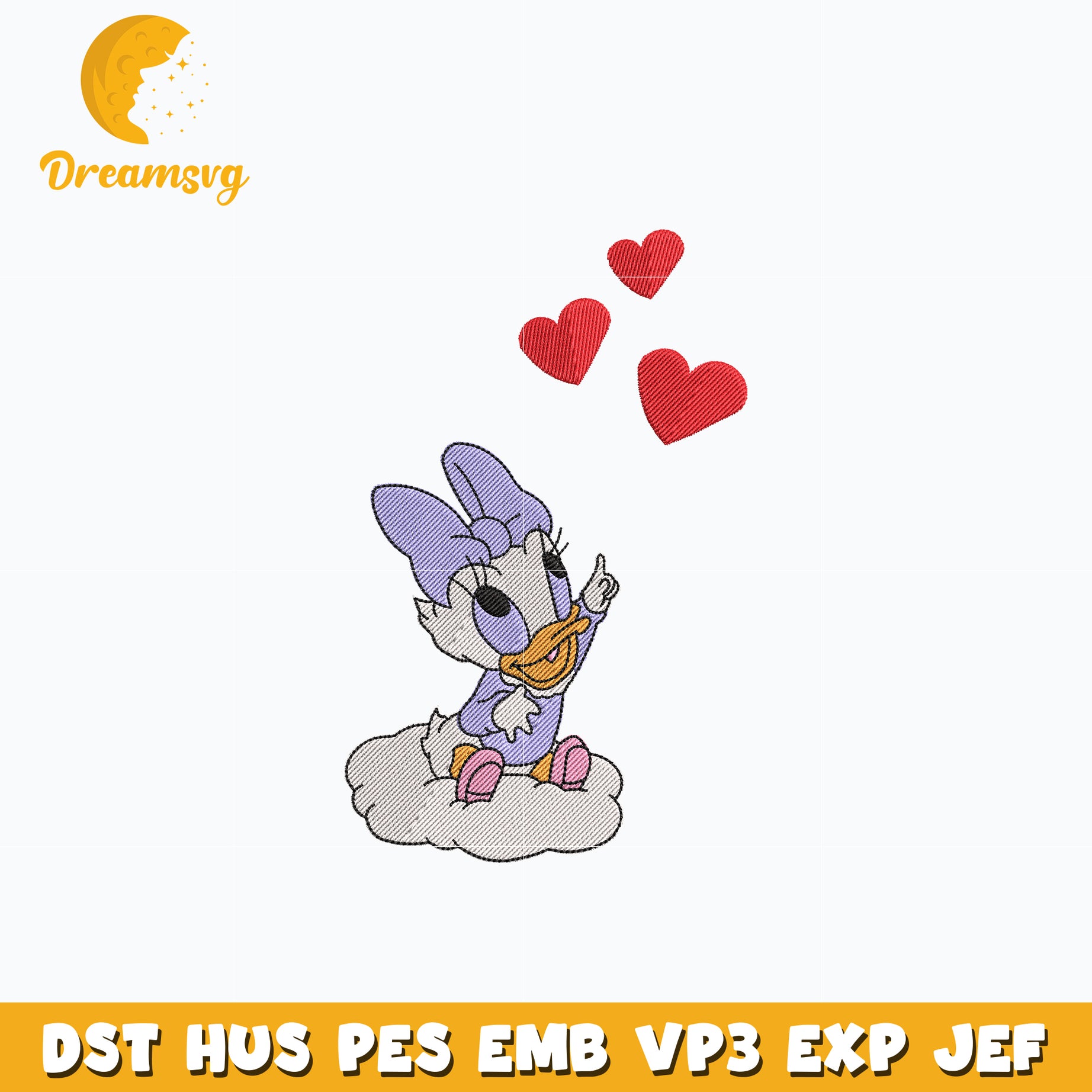 Daisy Duck chibi love embroidery design