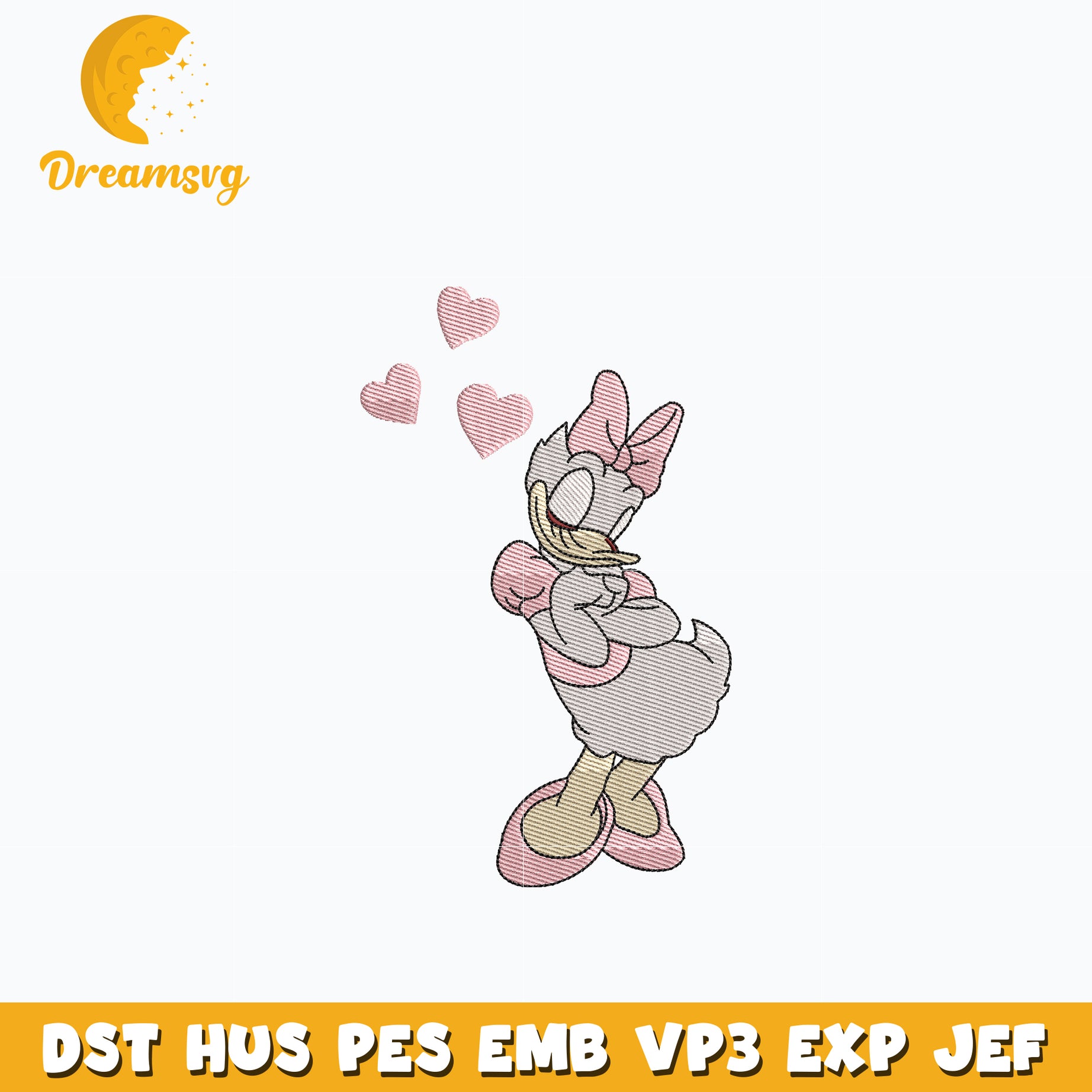 daisy duck fall in love embroidery design