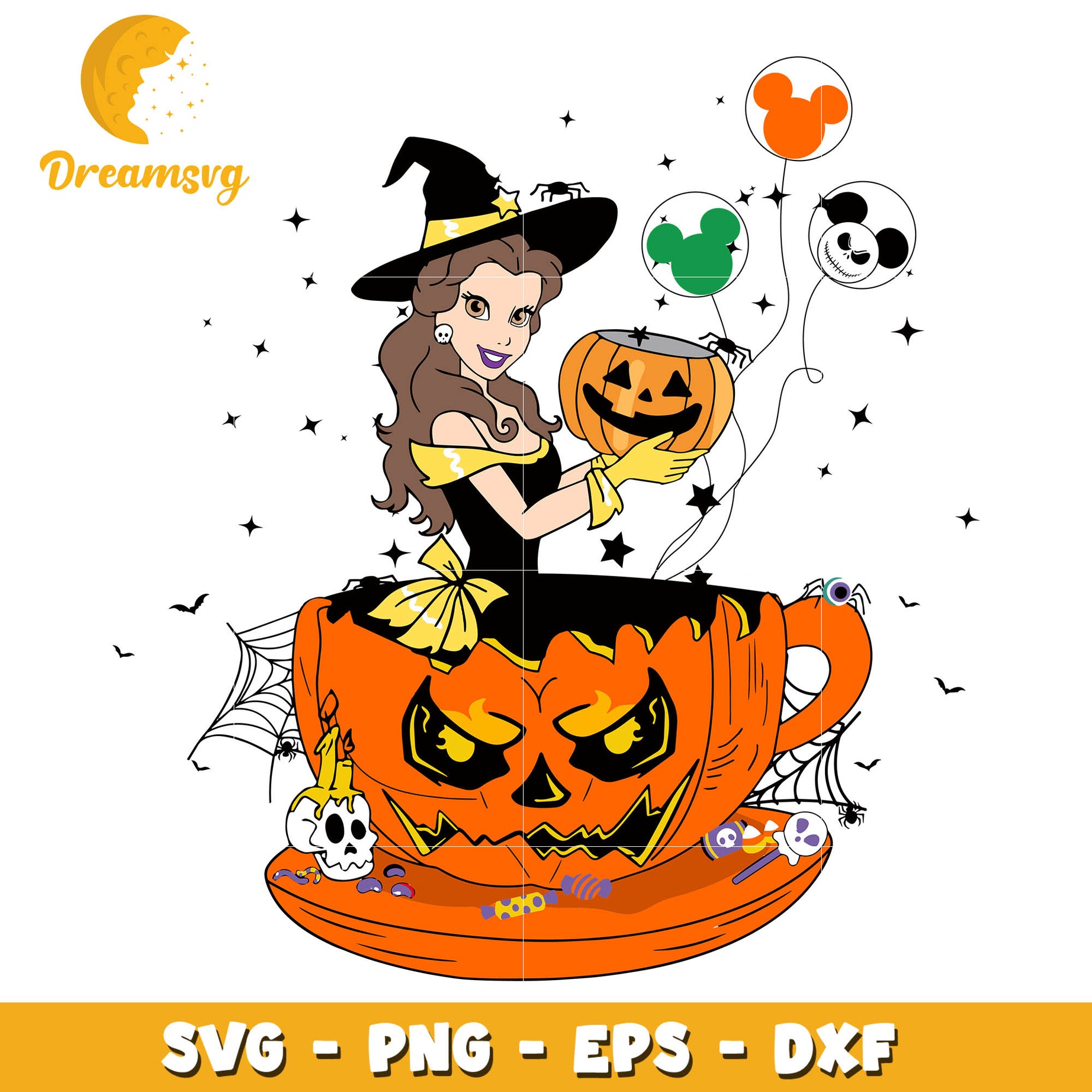 Halloween bella princess pumpkin svg