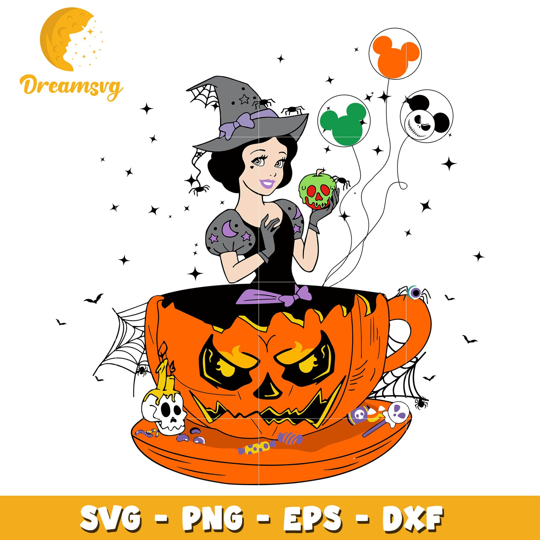 Halloween Princess snow white pumpkin svg