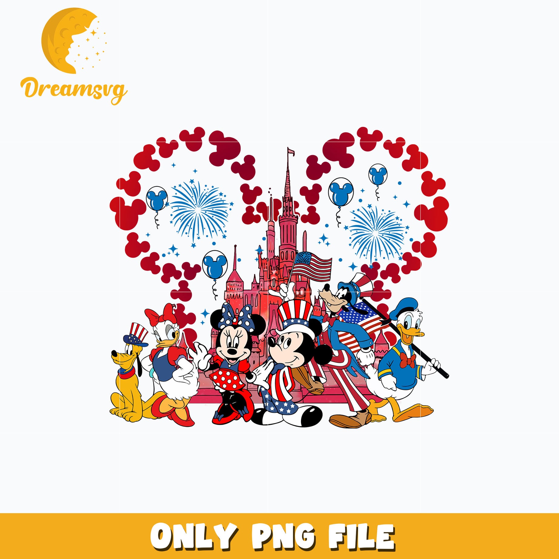 Mickey and friends png, 4th of July png