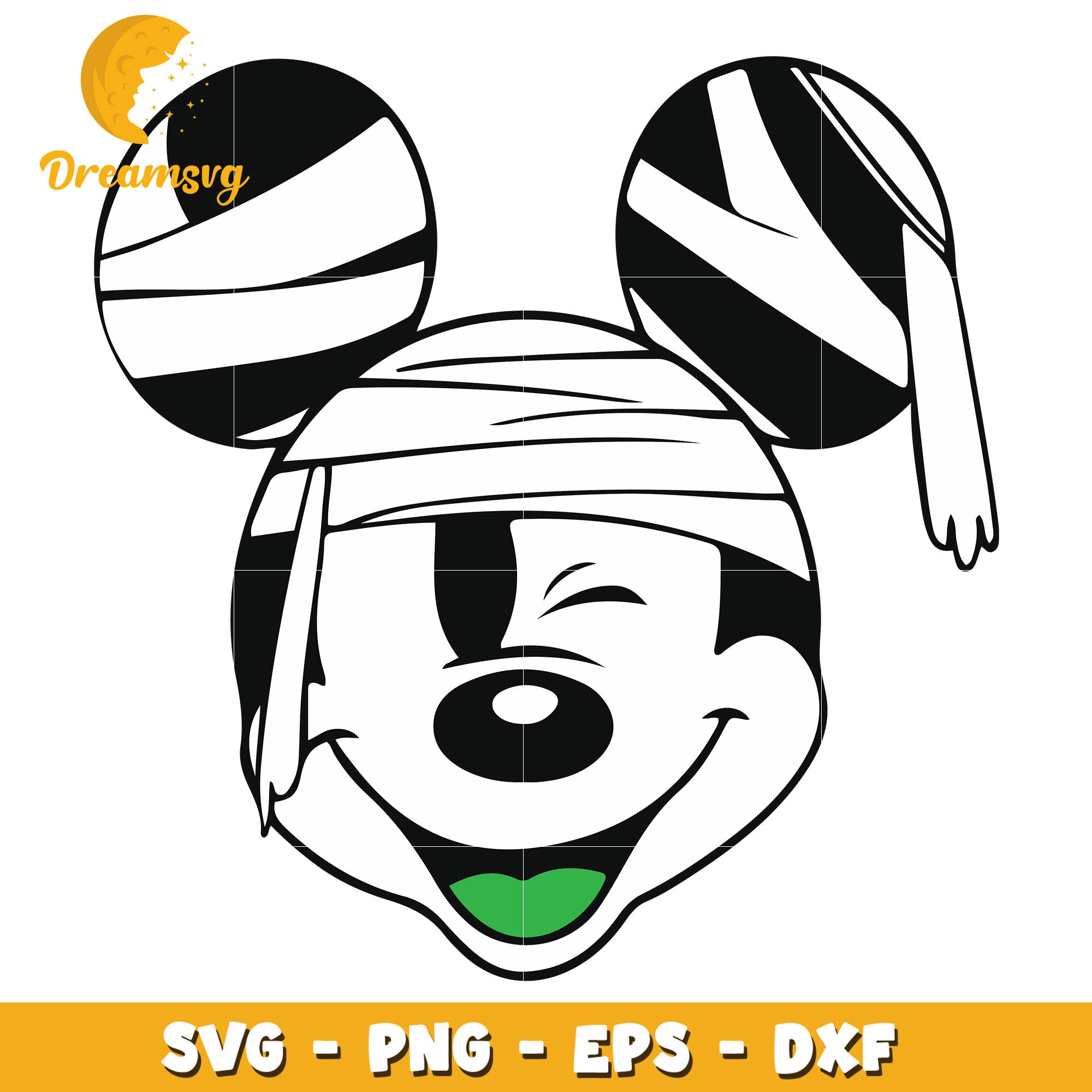 Mickey Mouse mummy head svg, Halloween svg