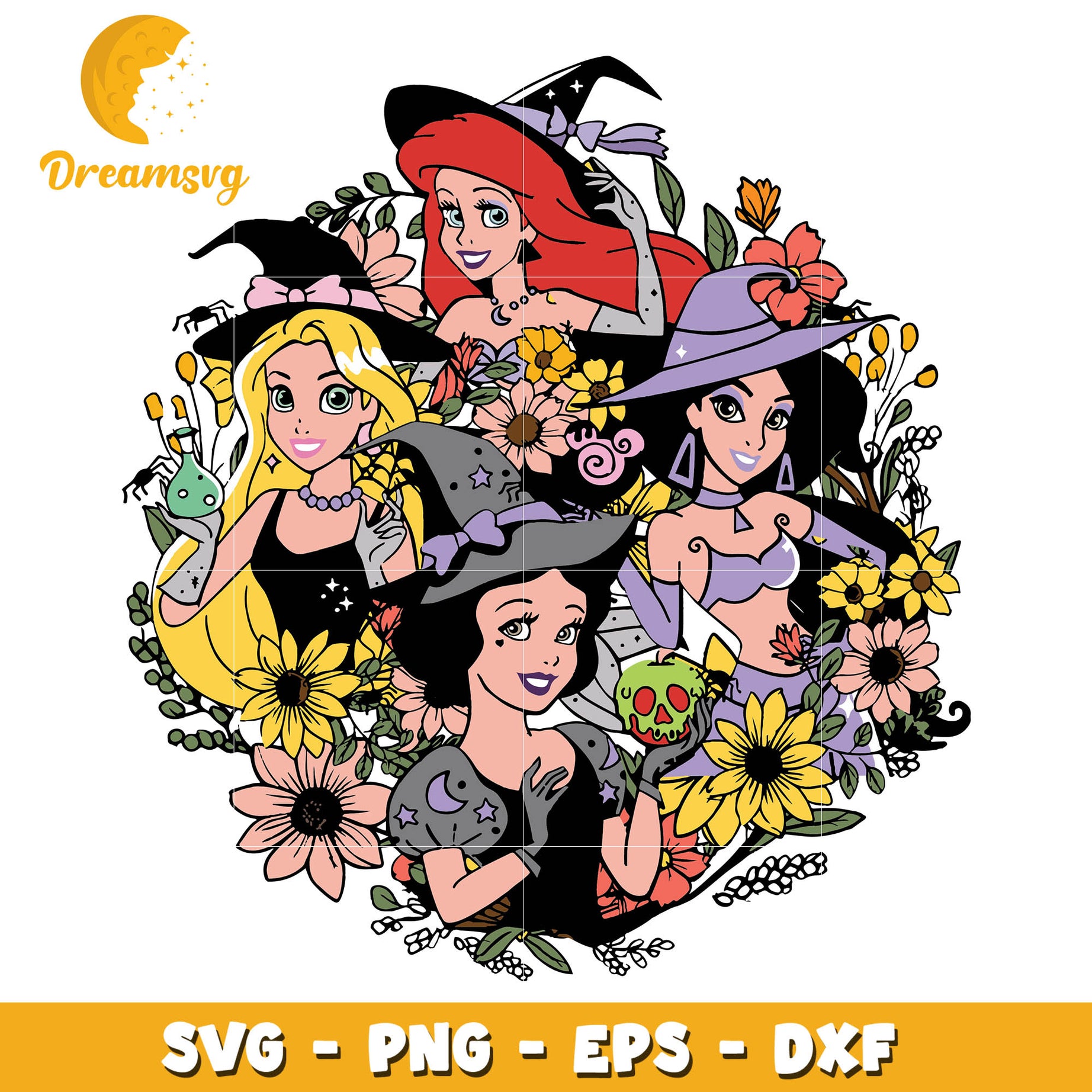 Disney princess Witch Svg, halloween svg