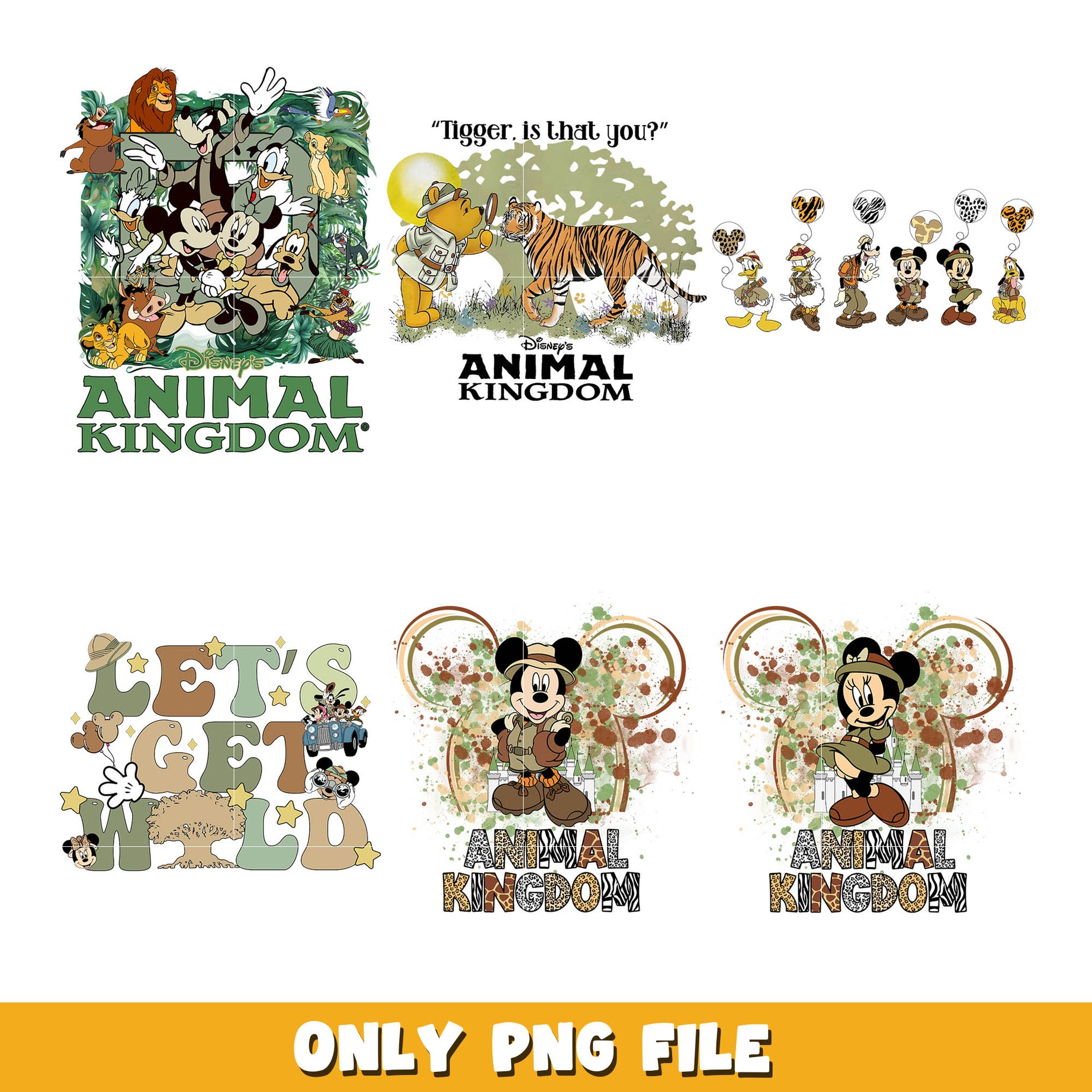 Mickey mouse animal kingdom png bundle, Disney animal png, disney png