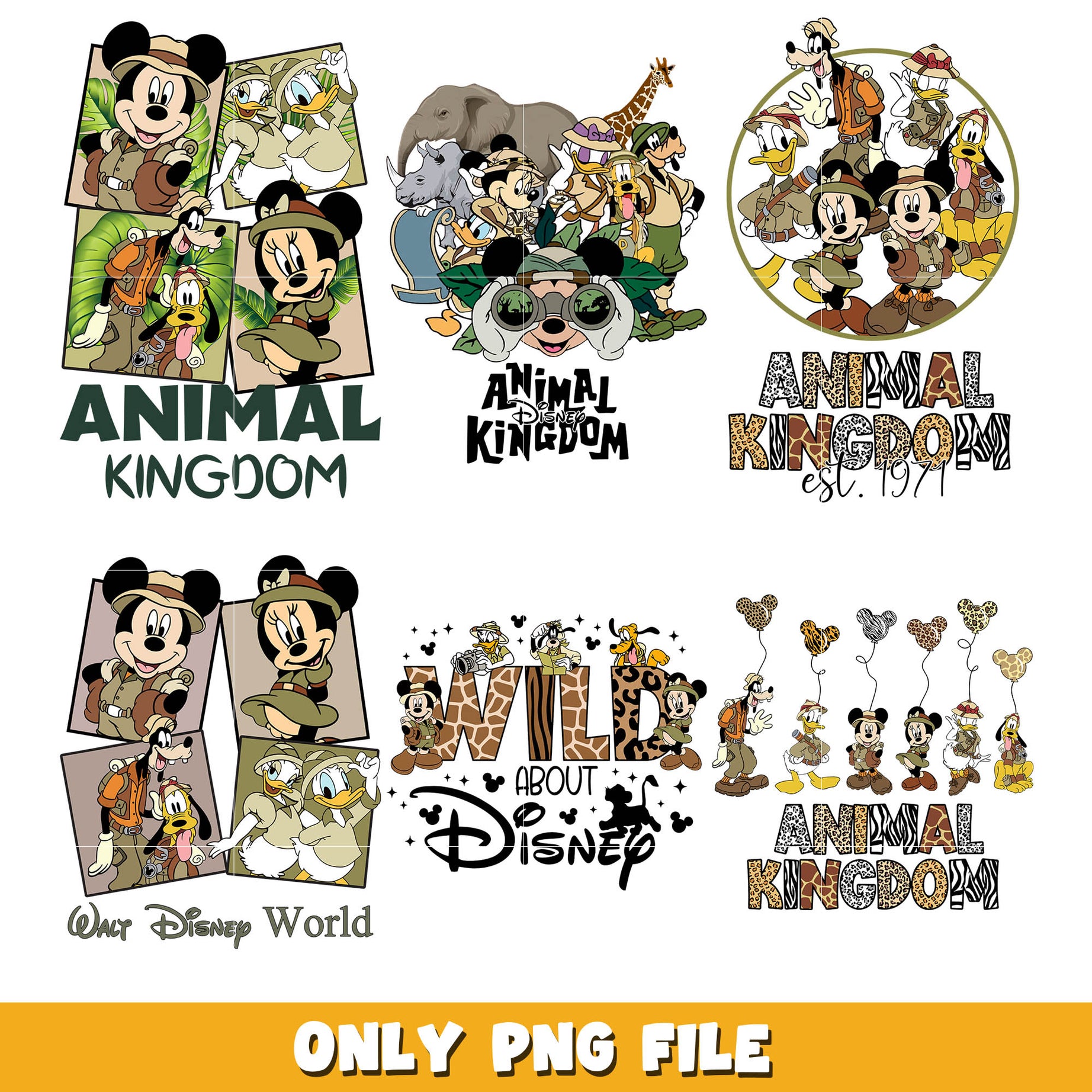 Mickey and minnie animal kingdom png bundle, Disney animal png, disney png