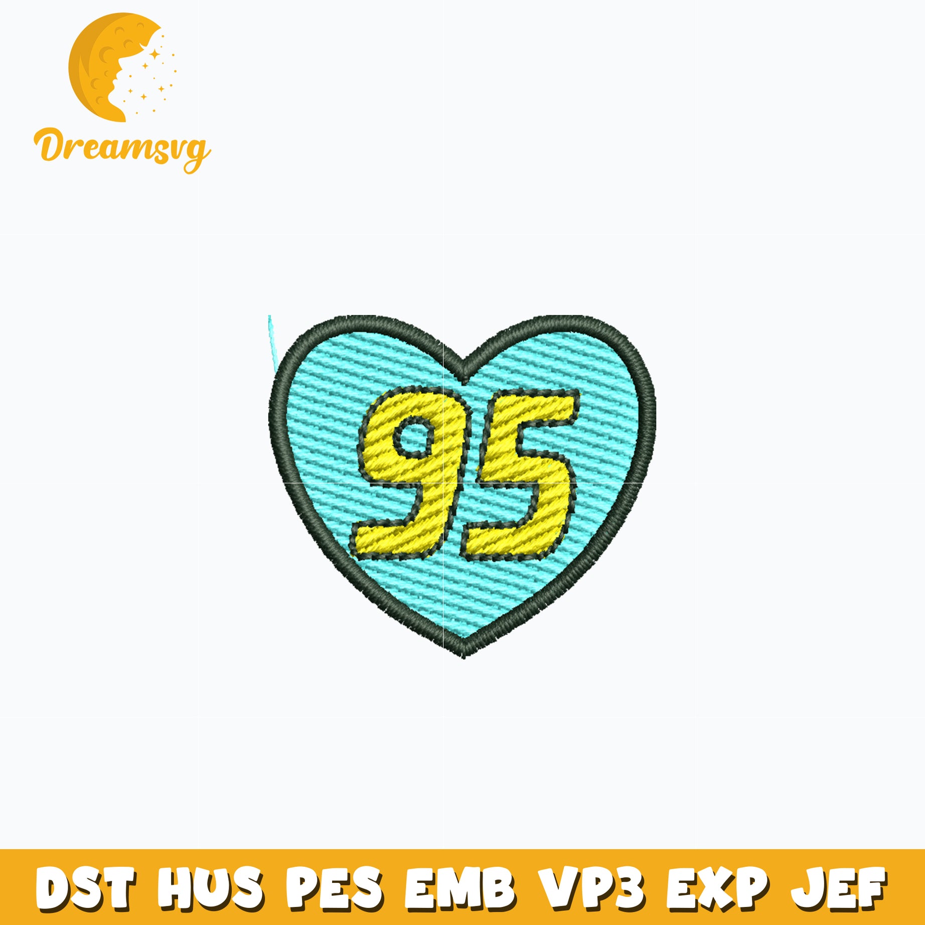 95 heart logo embroidery design