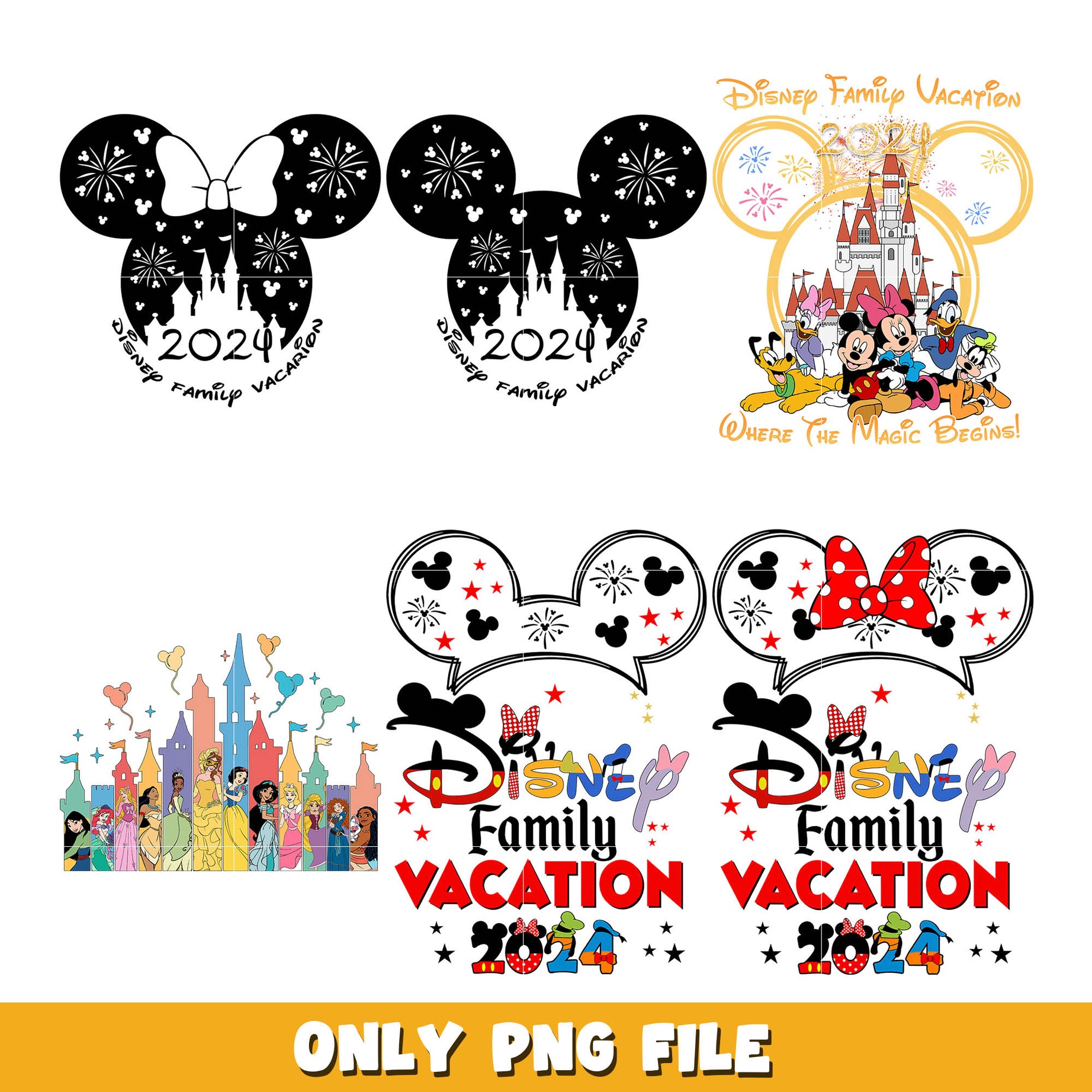 Disney mickey head faimily vacation png bundle, Disney trip png, disney png