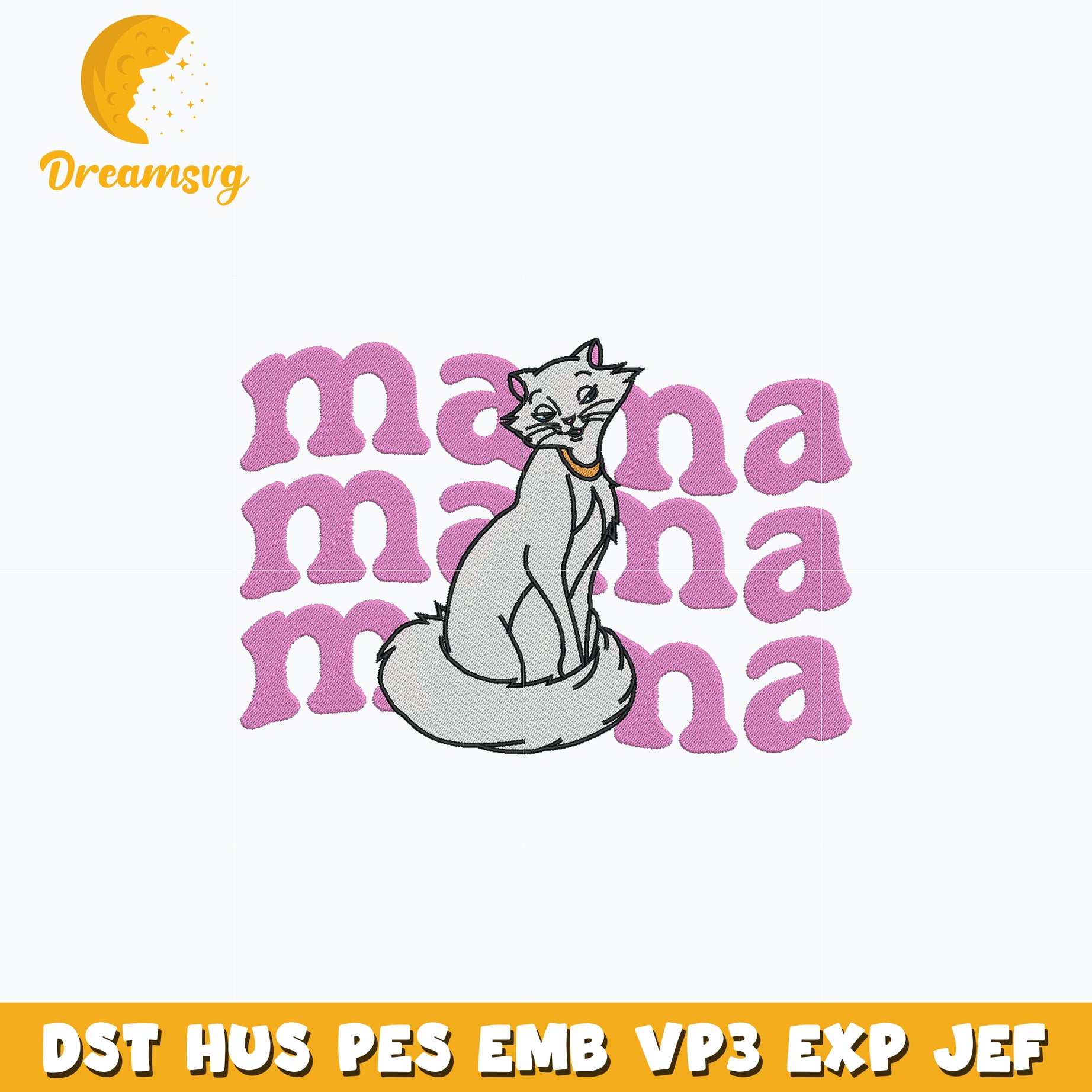 Cat Marie Mama embroidery design