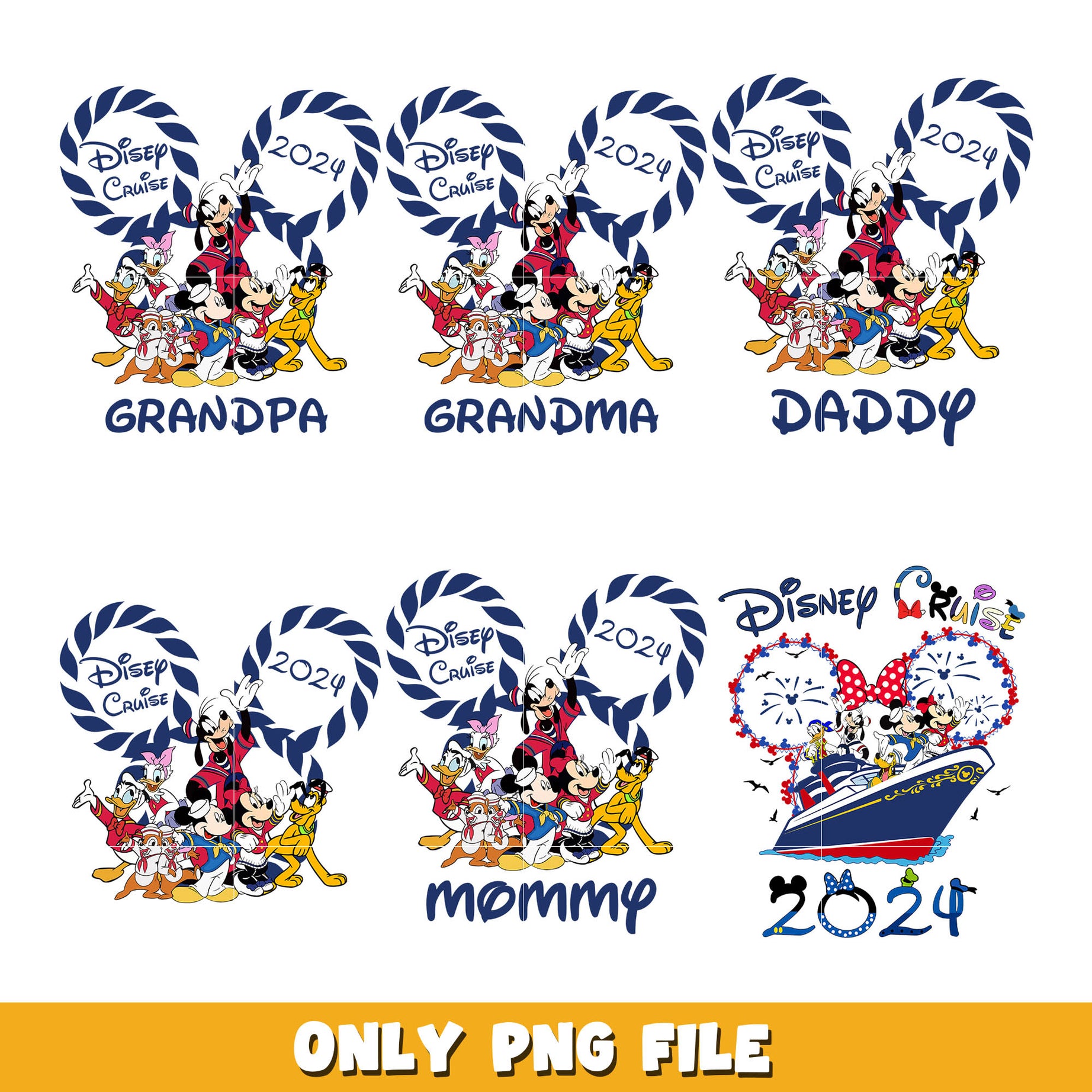 Disney mickey mouse cruise family png bundle, Disney cruise png, disney png