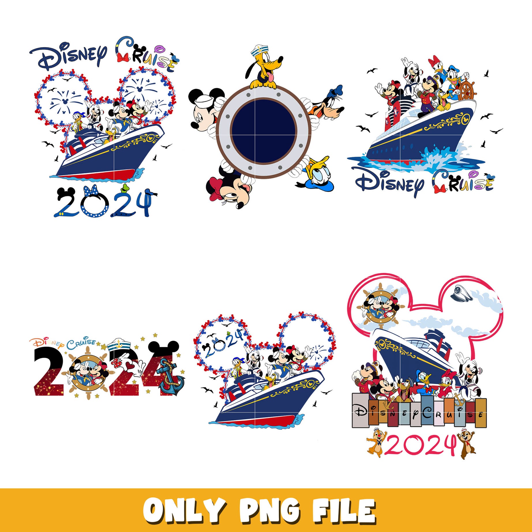 Disney Mickey cruise 2024 png bundle, Disney cruise png, disney png