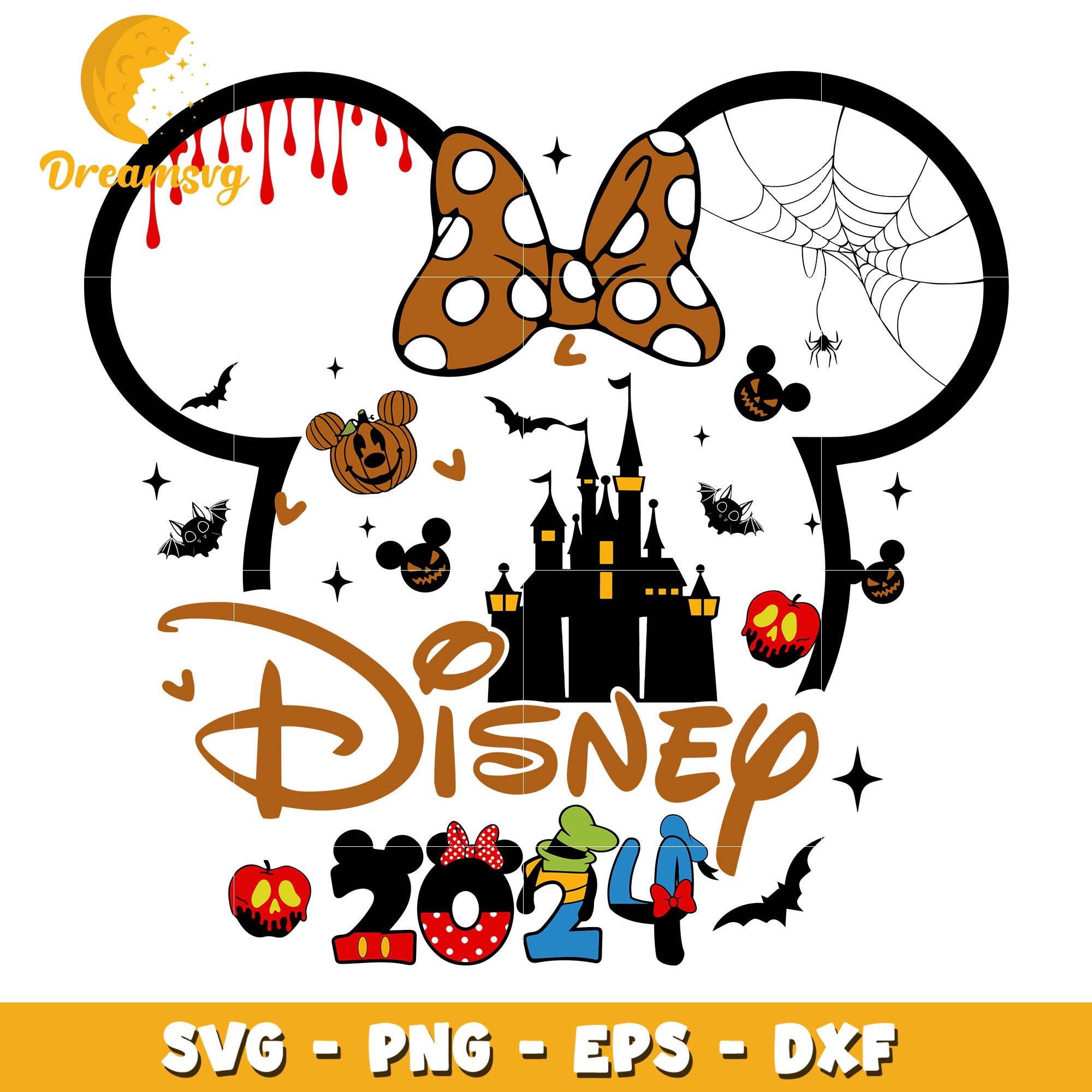 Disney 2024 minnie head halloween svg