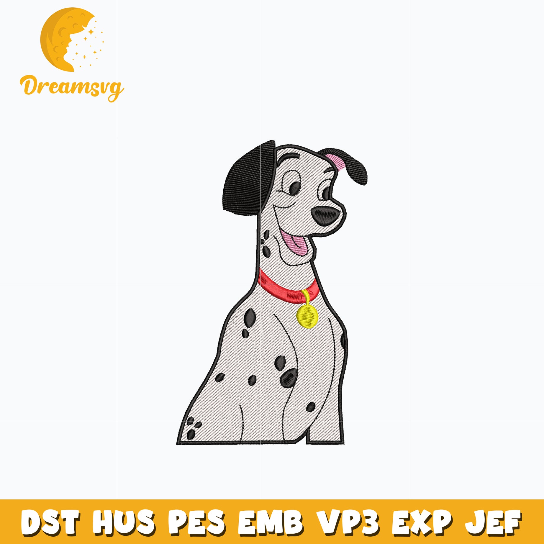 Disney dog Pongo embroidery design