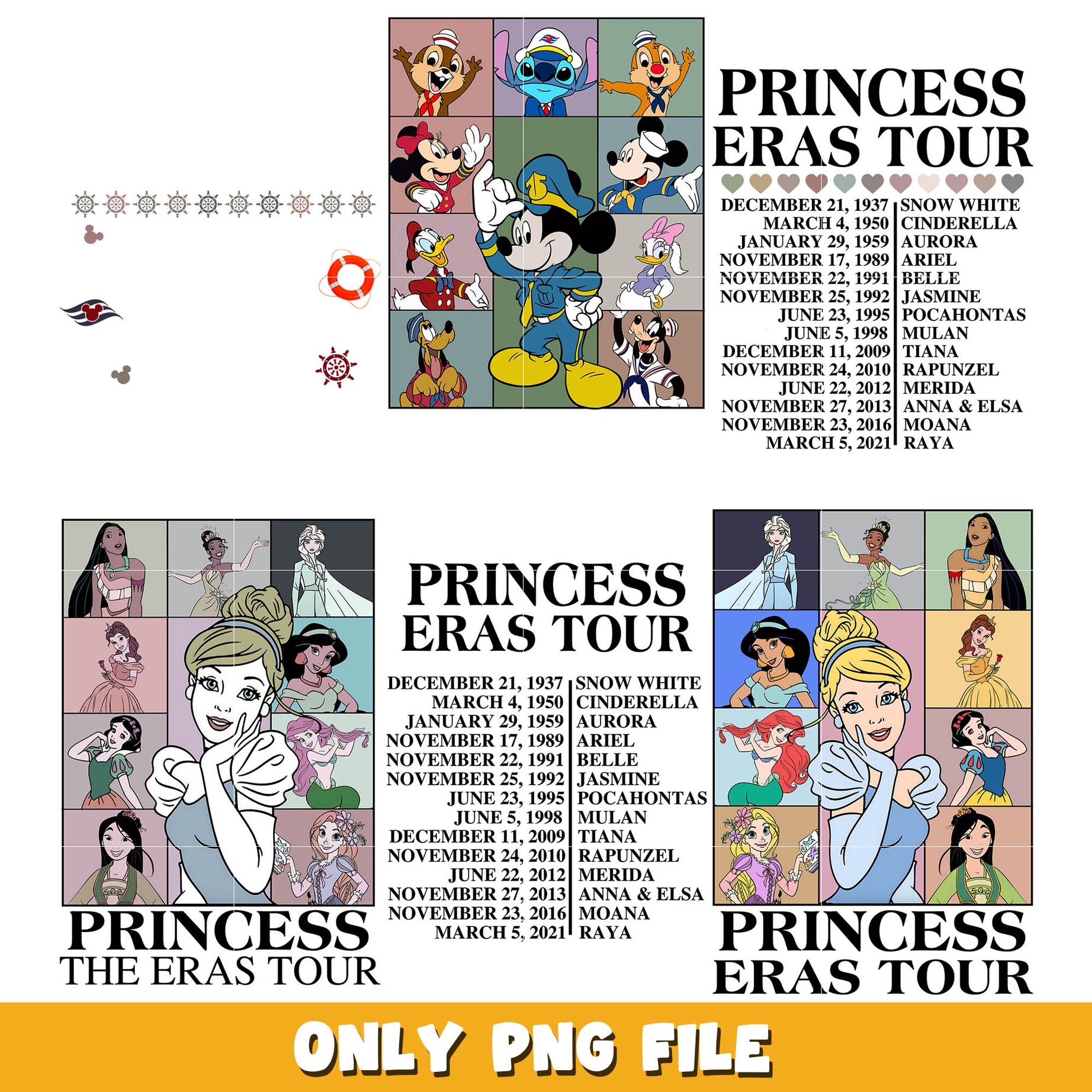 Disney princess eras tour png bundle, Disney princess png, Disney png