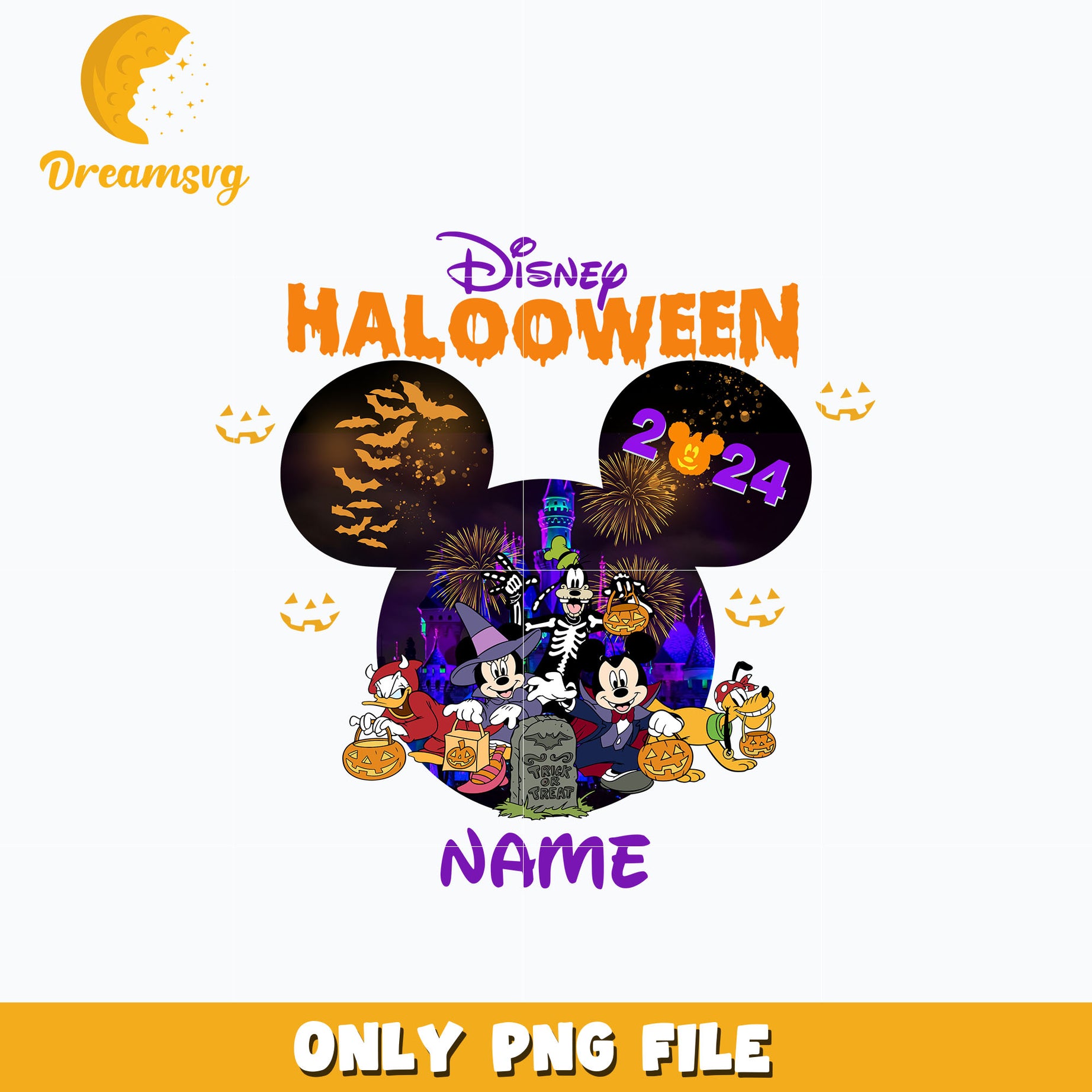 Disney Halloween name png, mickey and friends png