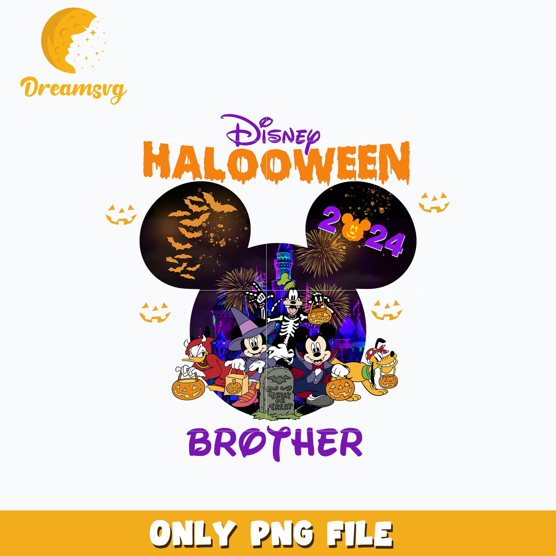 Disney Halloween brother png, mickey and friends png