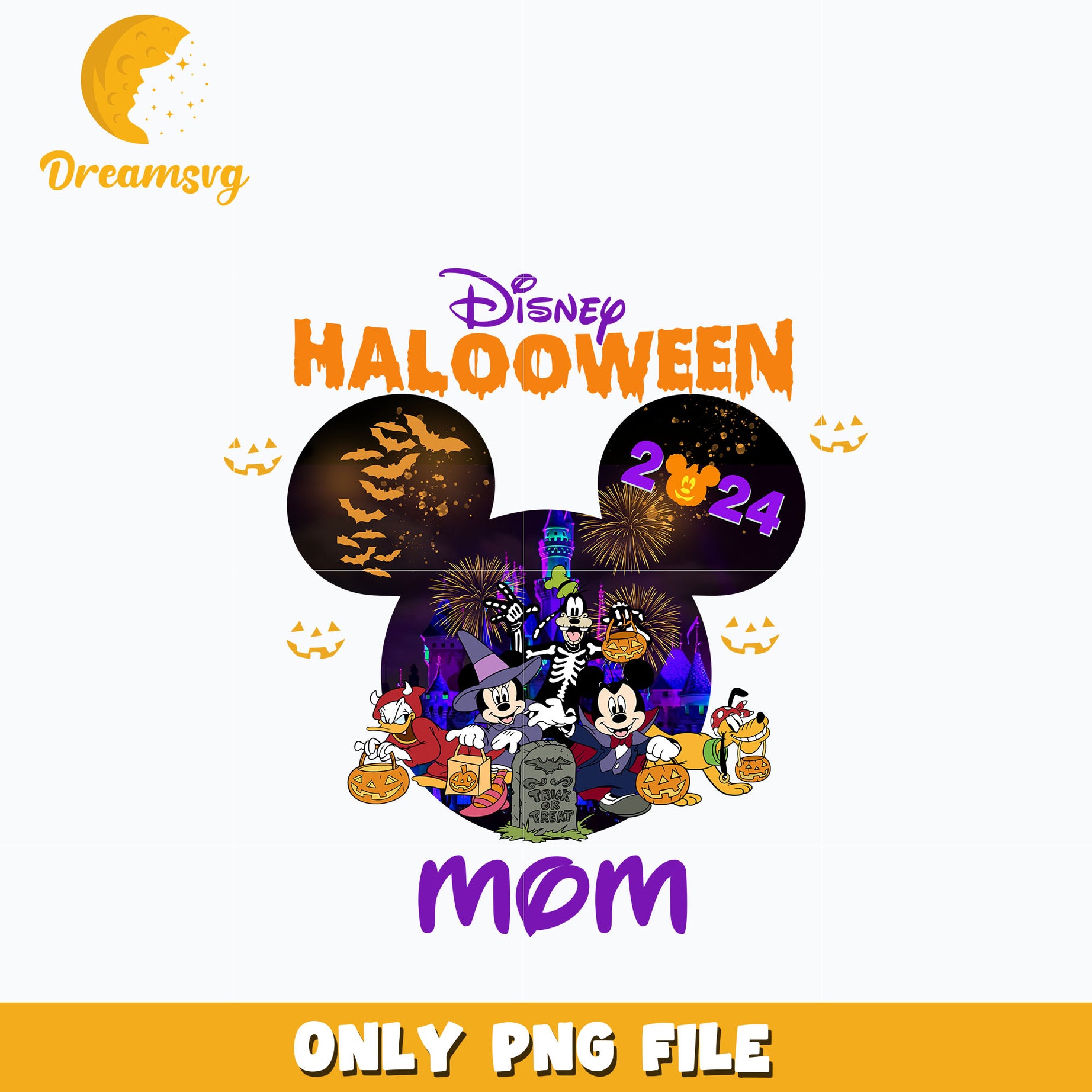 Disney Halloween mom png, mickey and friends png