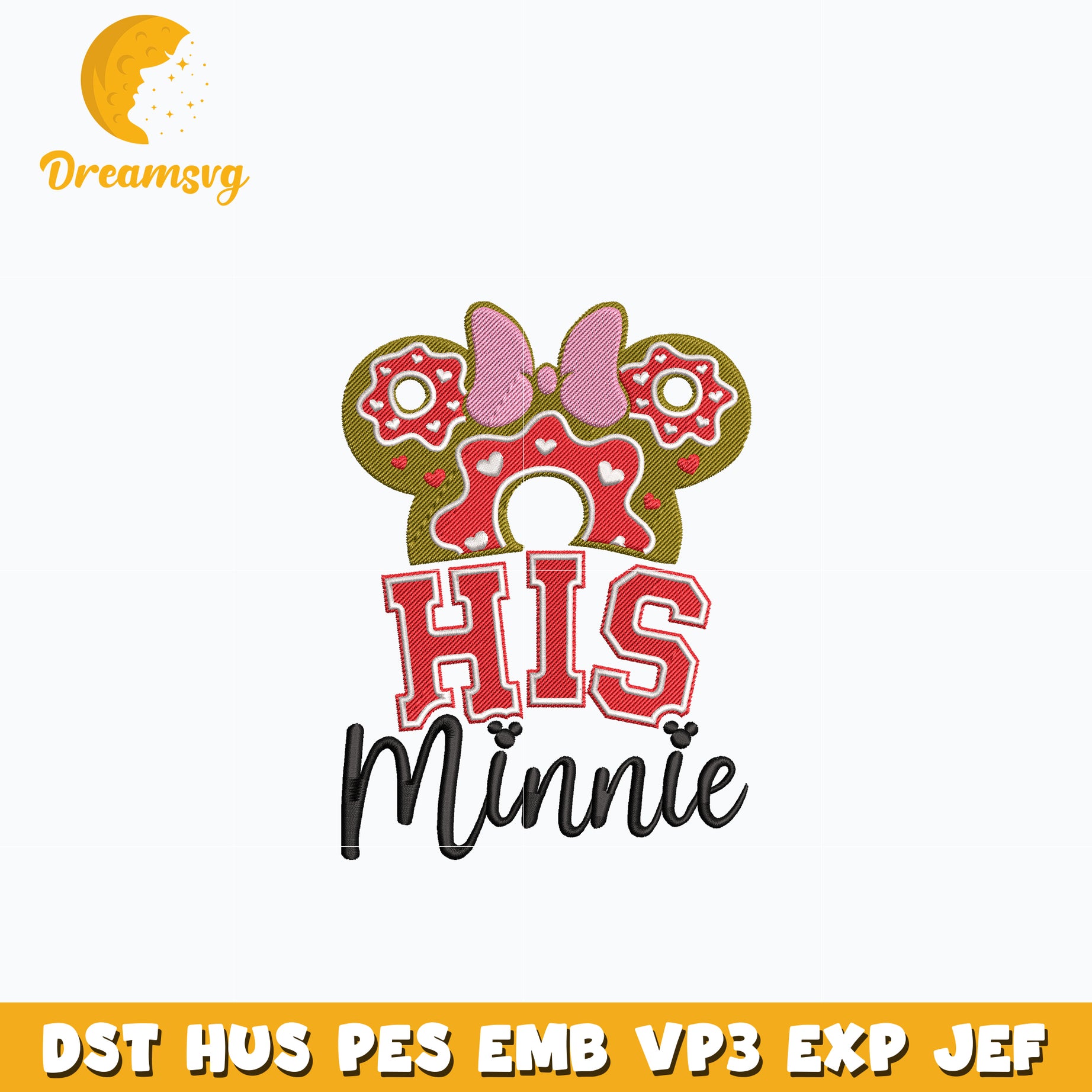 His Minnie Mouse embroidery design