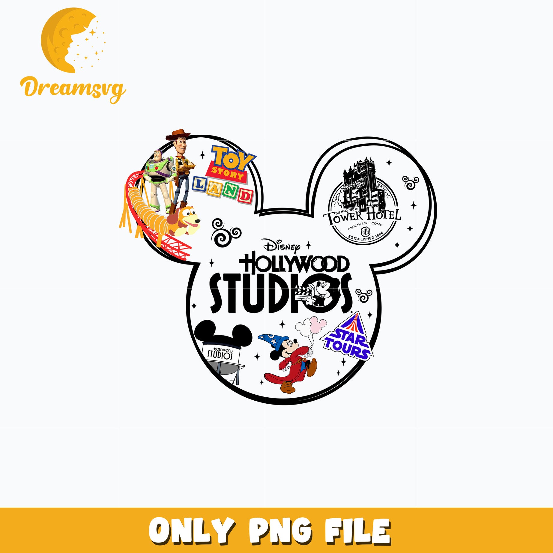 Disney hollywood studios png, mickey head png, digital download