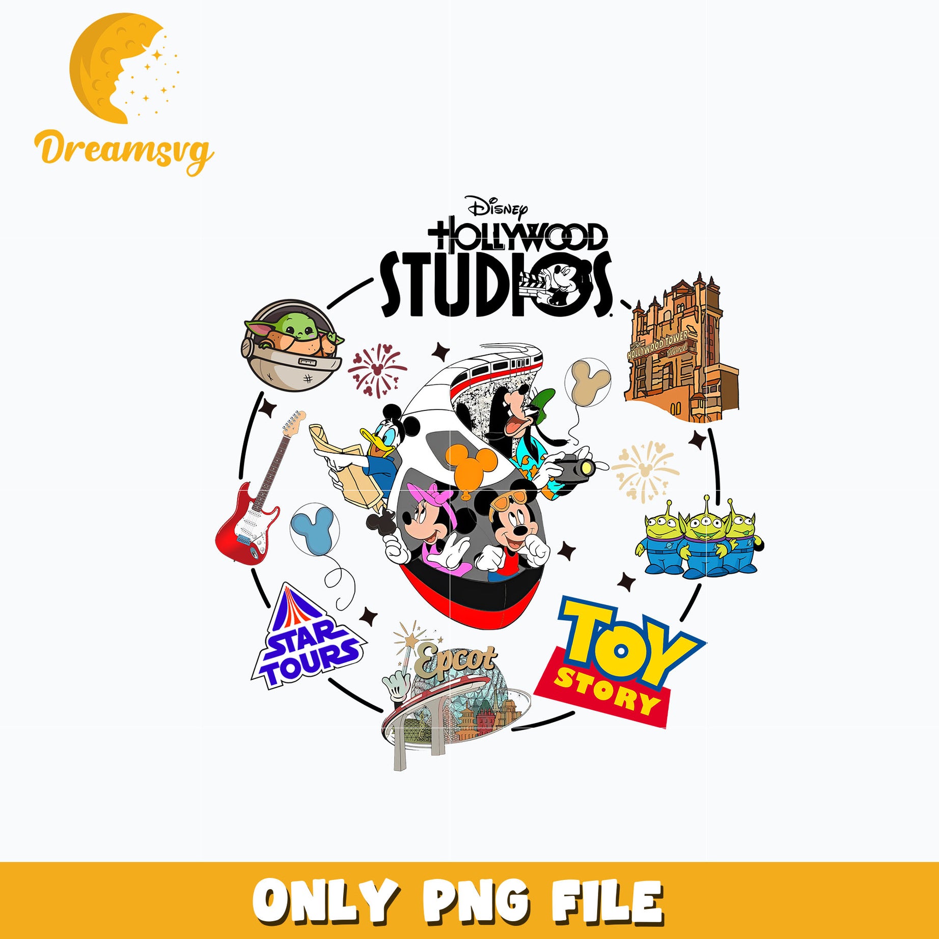 Disney characters hollywood studios png, instant download