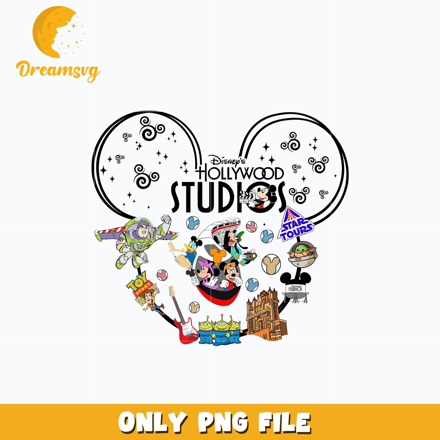 Disney hollywood studios png, mickey head png, instant download 