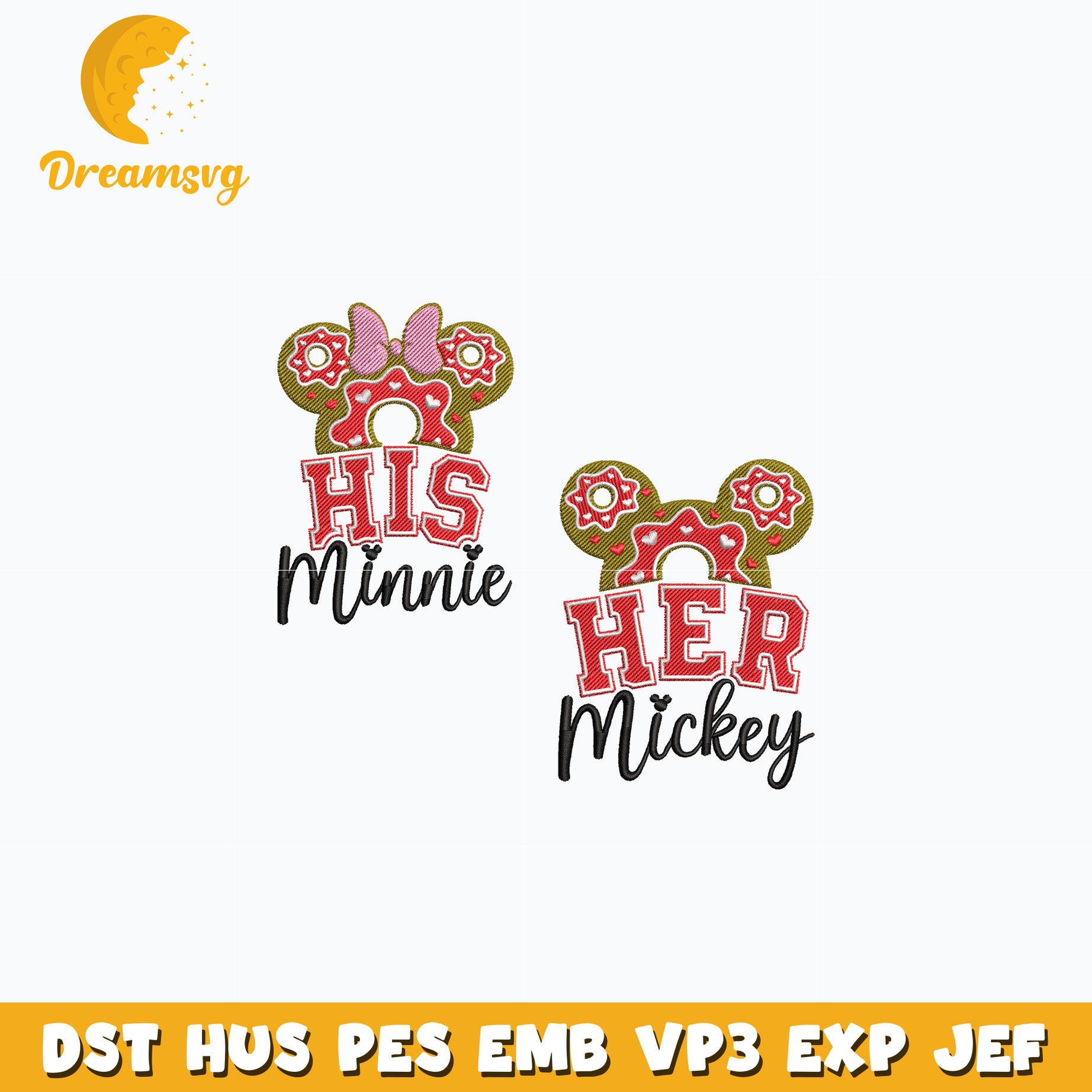 His Minnie Her Mickey embroidery design