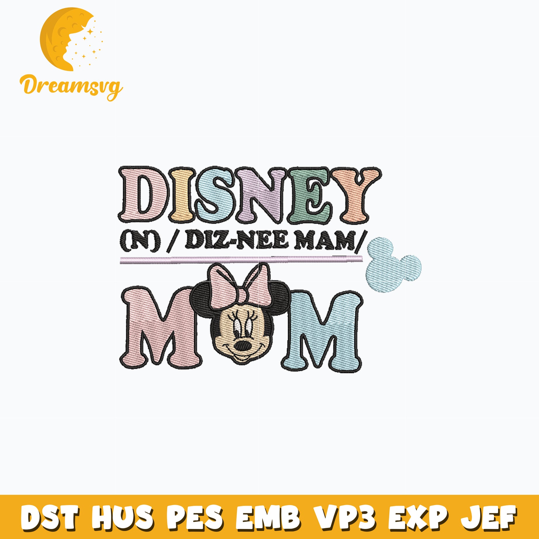 Disney minnie mom embroidery design