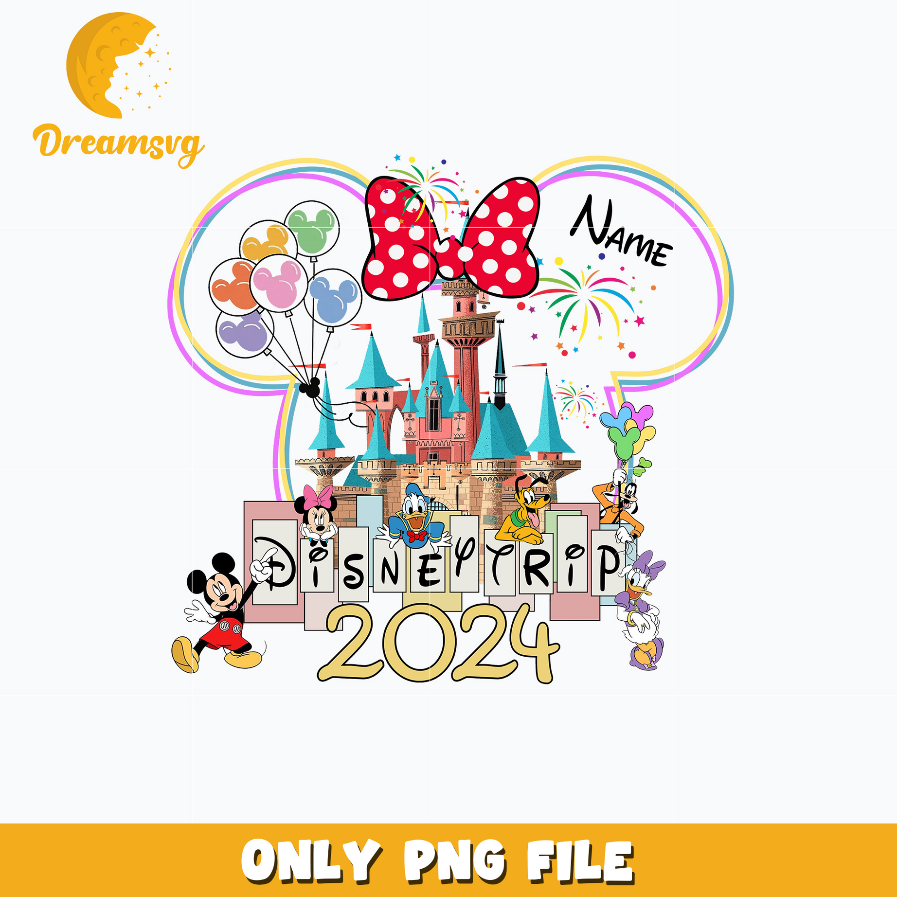 Minnie mouse friends disney trip 2024 png